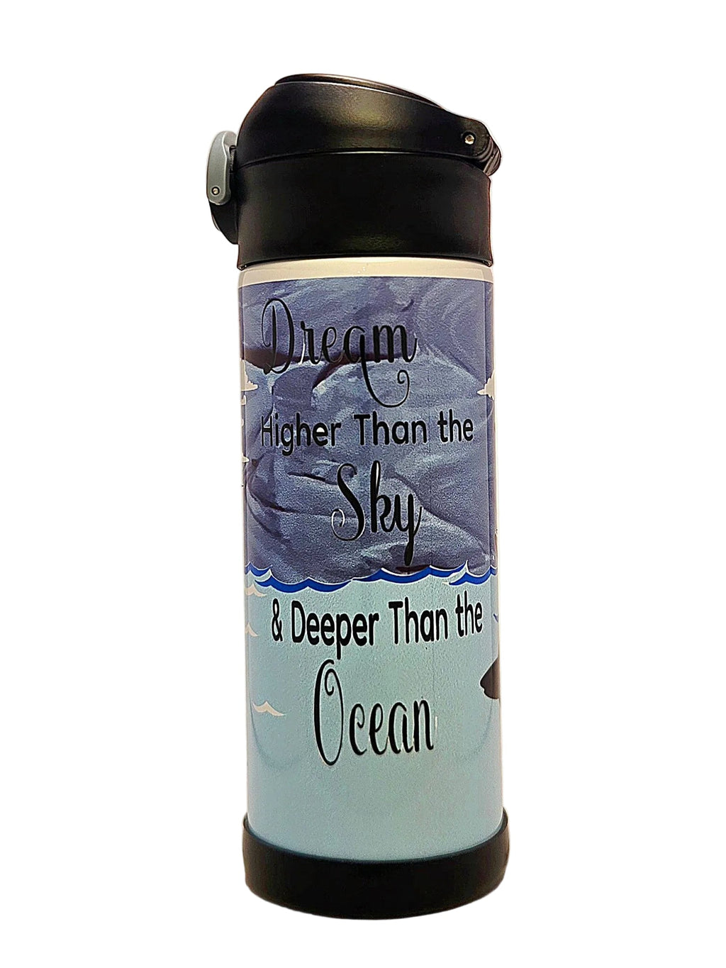 12oz Dream Big Sippy Cup with flip top lid - Kids water bottle - Coffee Quips Custom Drinkware