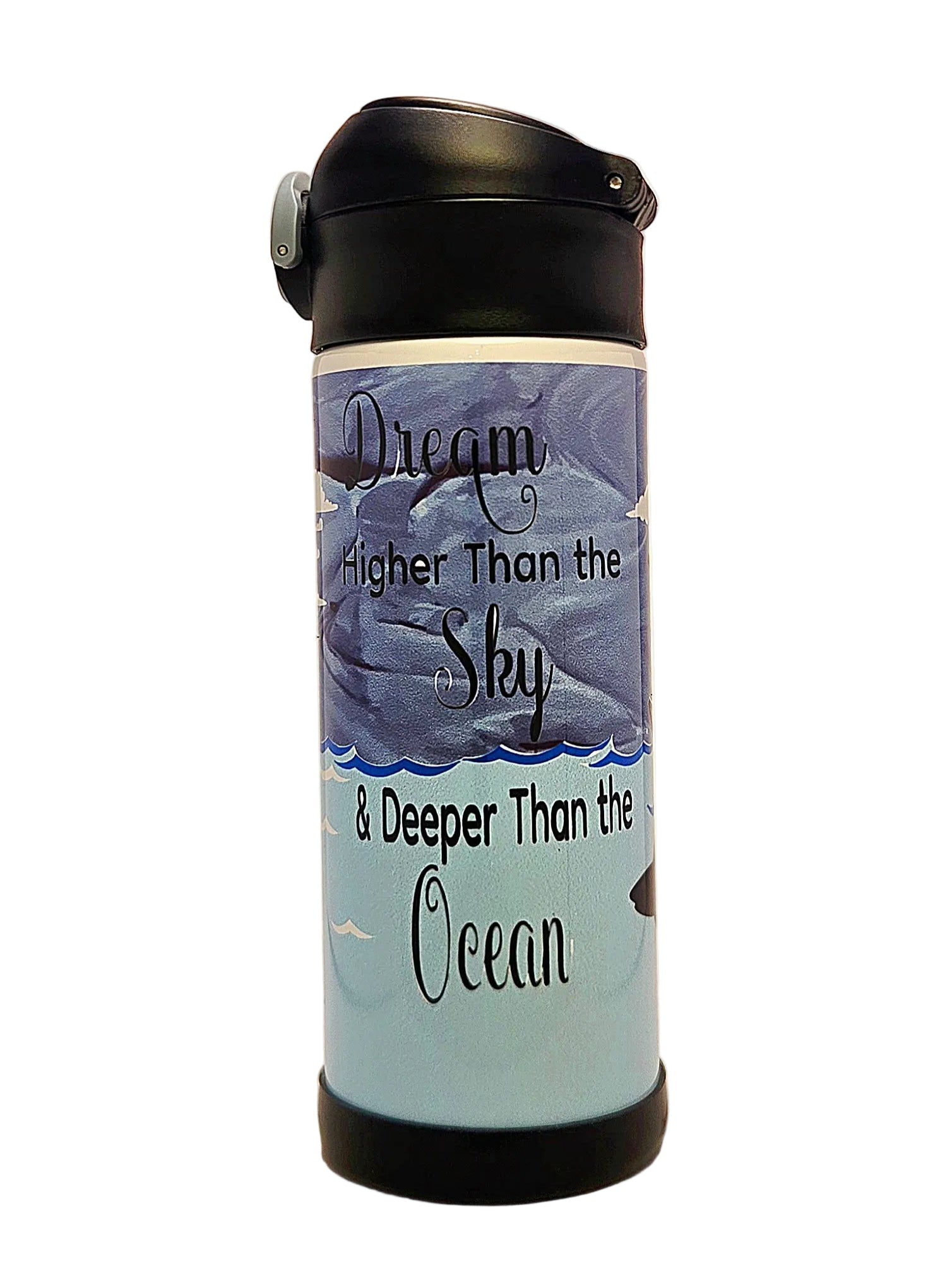 12oz Dream Big Sippy Cup with flip top lid - Kids water bottle - Coffee Quips Custom Drinkware