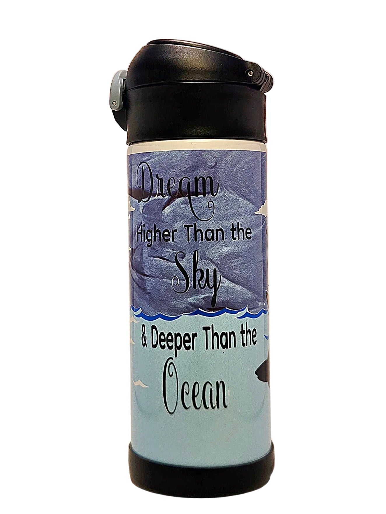 12oz Dream Big Sippy Cup with flip top lid - Kids water bottle - Coffee Quips Custom Drinkware