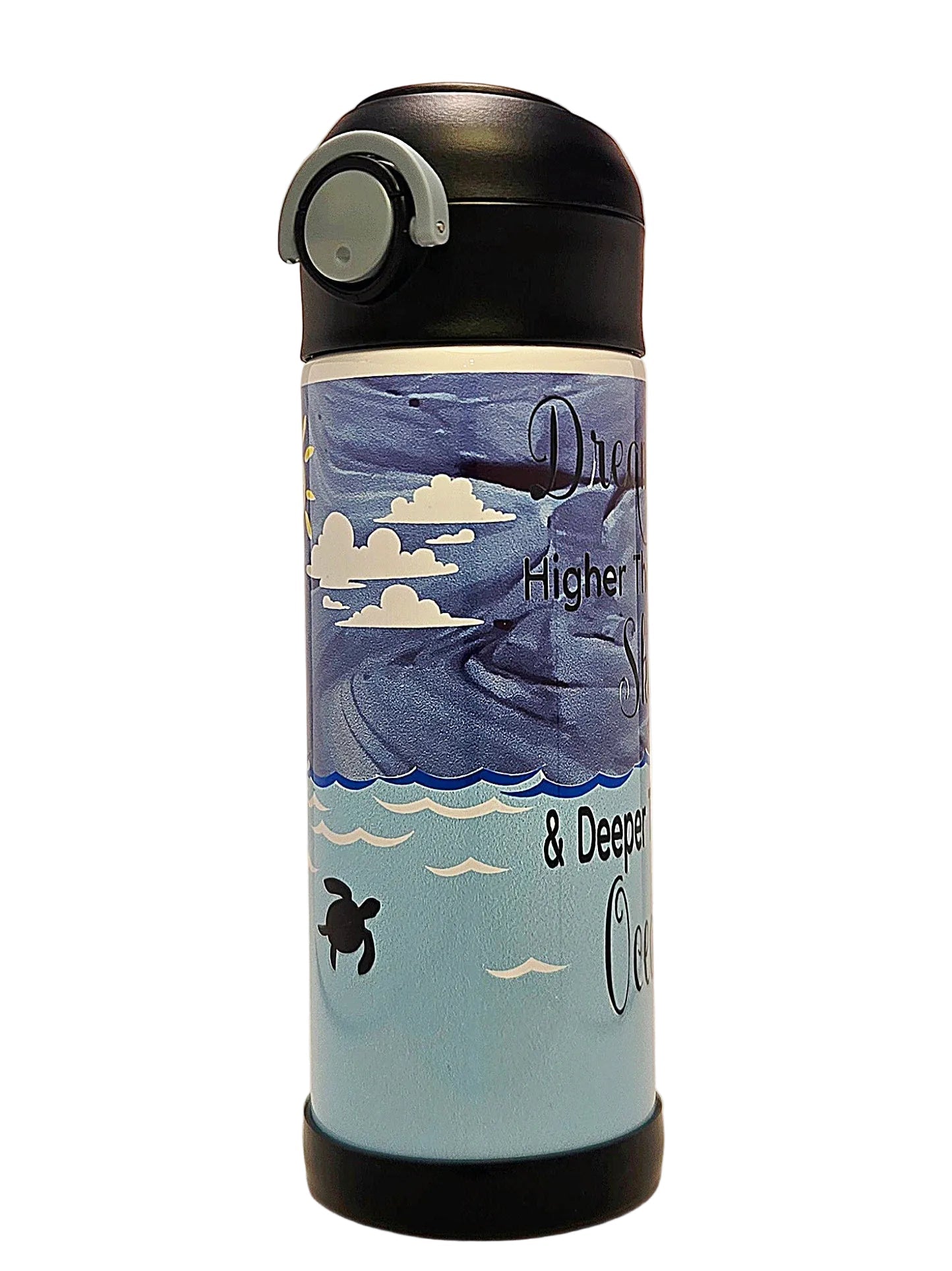 12oz Dream Big Sippy Cup with flip top lid - Kids water bottle - Coffee Quips Custom Drinkware