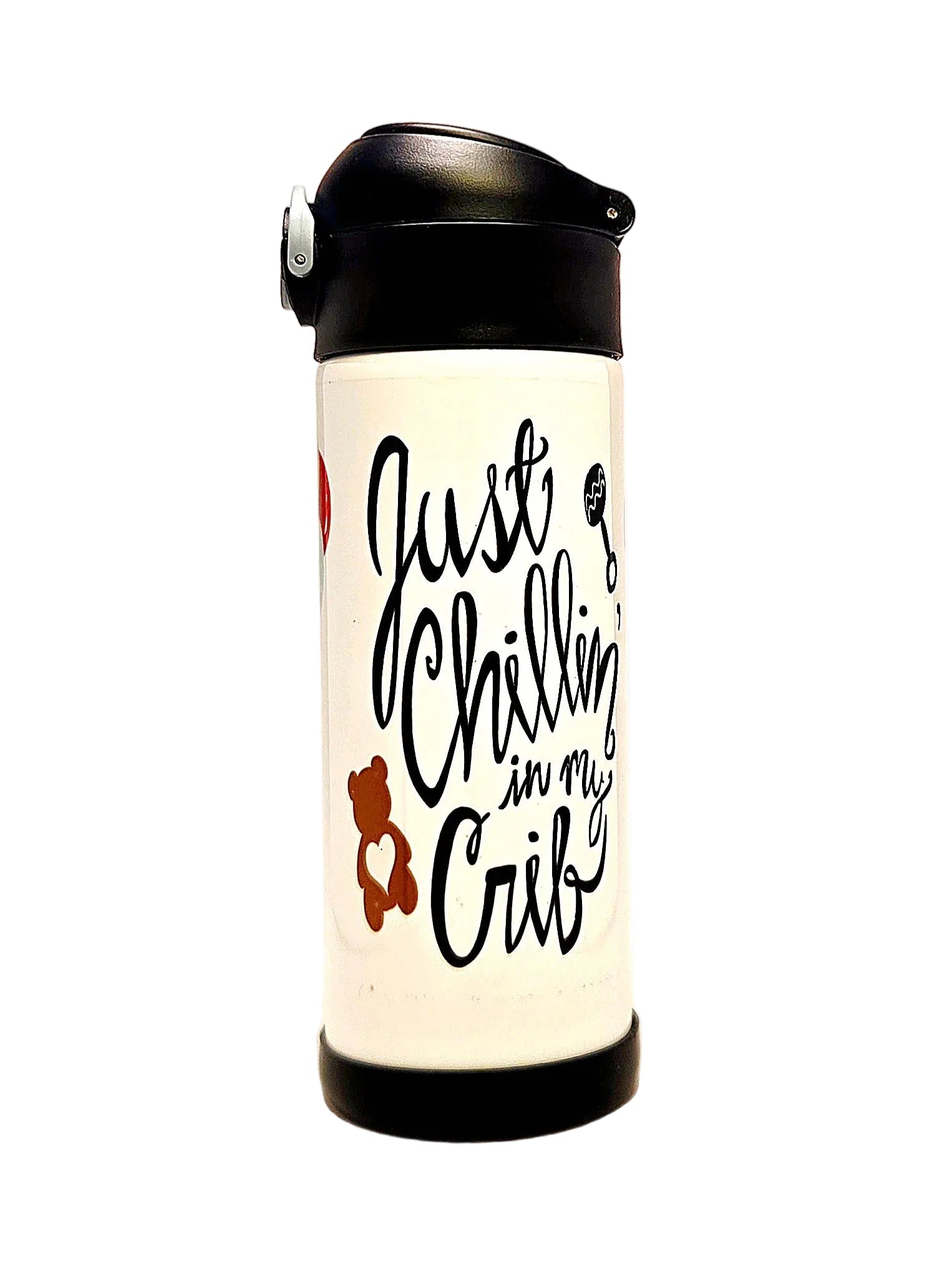 12oz Just Chillin in my Crib Sippy Cup for your laid back little one - Coffee Quips Custom Drinkware