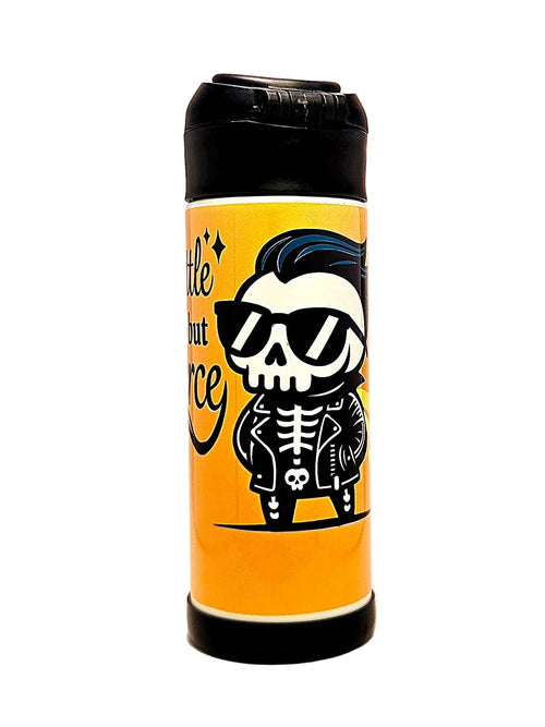 12oz Little but Fierce Sippy Cup with flip top lid - Boys water bottle - Coffee Quips Custom Drinkware