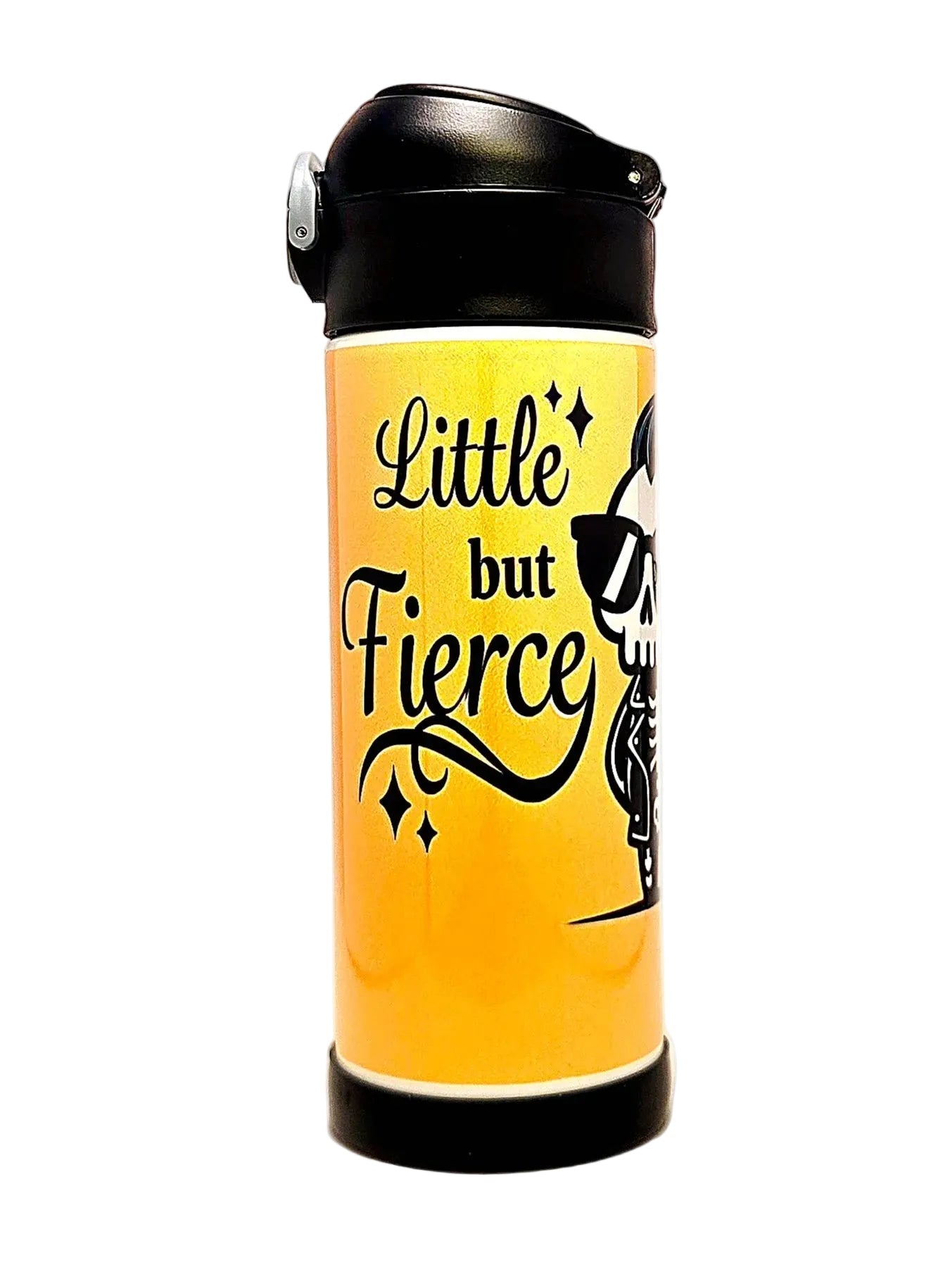 12oz Little but Fierce Sippy Cup with flip top lid - Boys water bottle - Coffee Quips Custom Drinkware