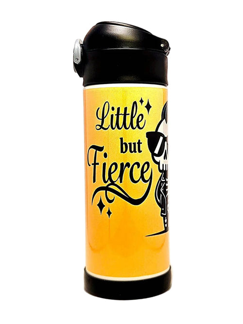 12oz Little but Fierce Sippy Cup with flip top lid - Boys water bottle - Coffee Quips Custom Drinkware