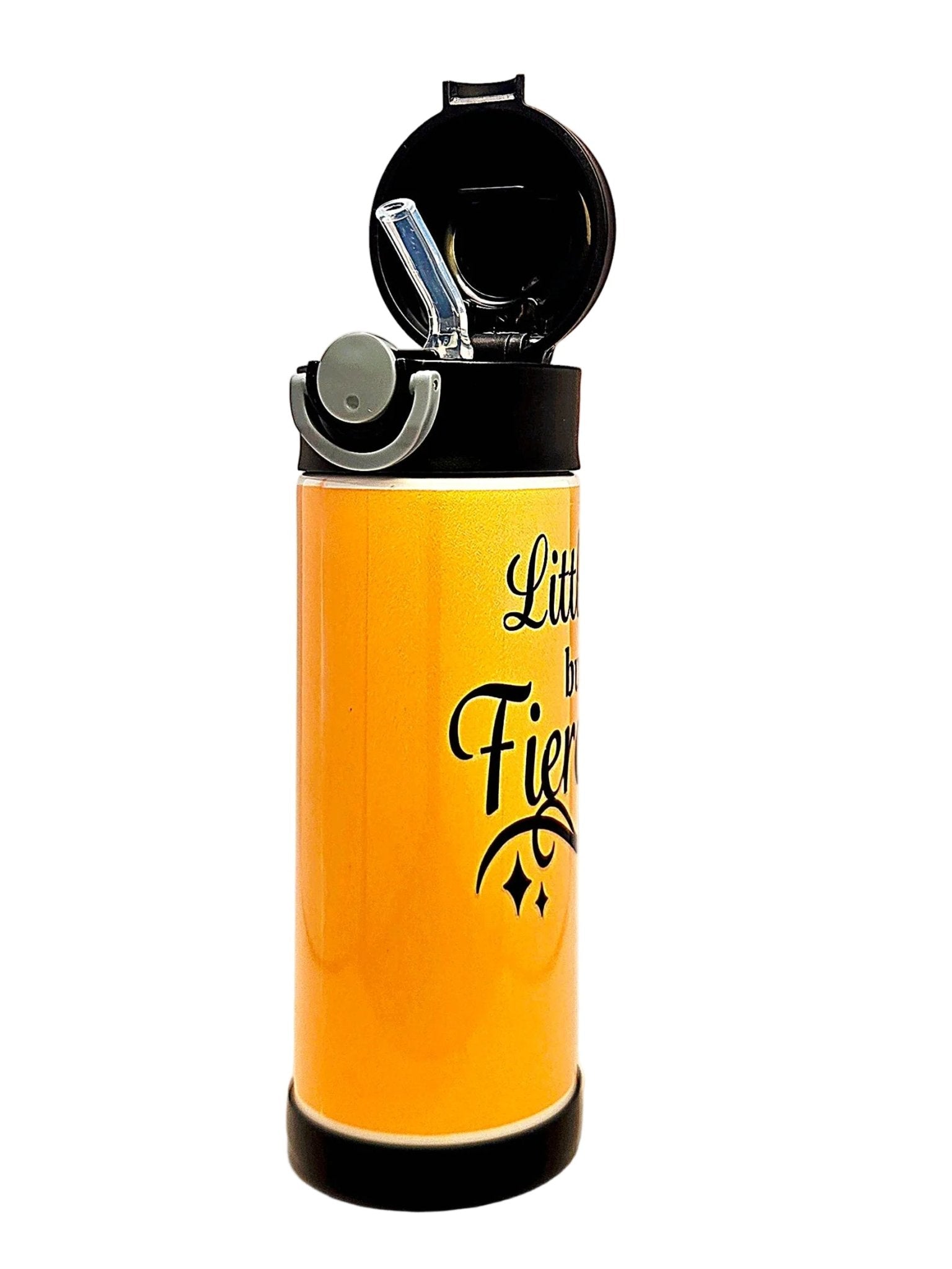 12oz Little but Fierce Sippy Cup with flip top lid - Boys water bottle - Coffee Quips Custom Drinkware