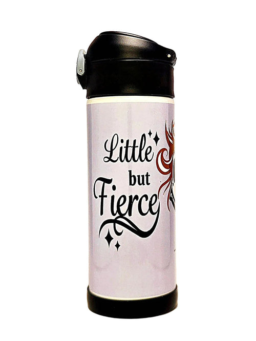 12oz Little but Fierce Sippy Cup with flip top lid - Girls water bottle - Coffee Quips Custom Drinkware