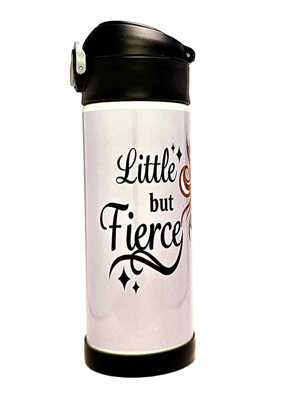 12oz Little but Fierce Sippy Cup with flip top lid - Girls water bottle - Coffee Quips Custom Drinkware