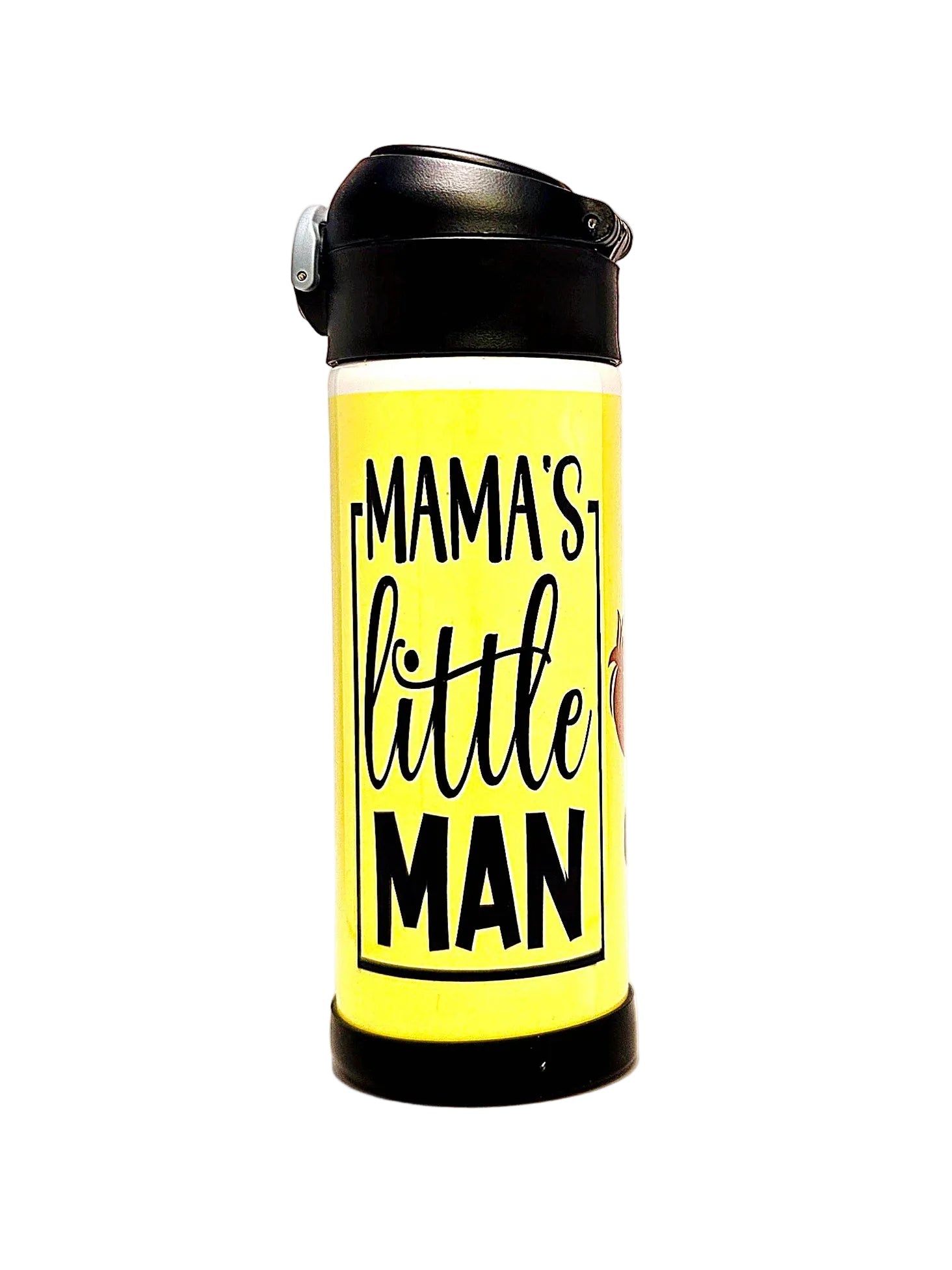 12oz Mamas Little Man Sippy Cup with flip top lid - Kids water bottle - Coffee Quips Custom Drinkware