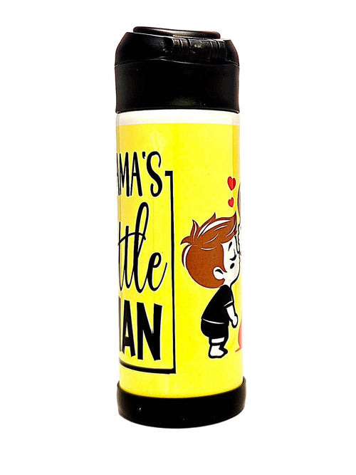 12oz Mamas Little Man Sippy Cup with flip top lid - Kids water bottle - Coffee Quips Custom Drinkware
