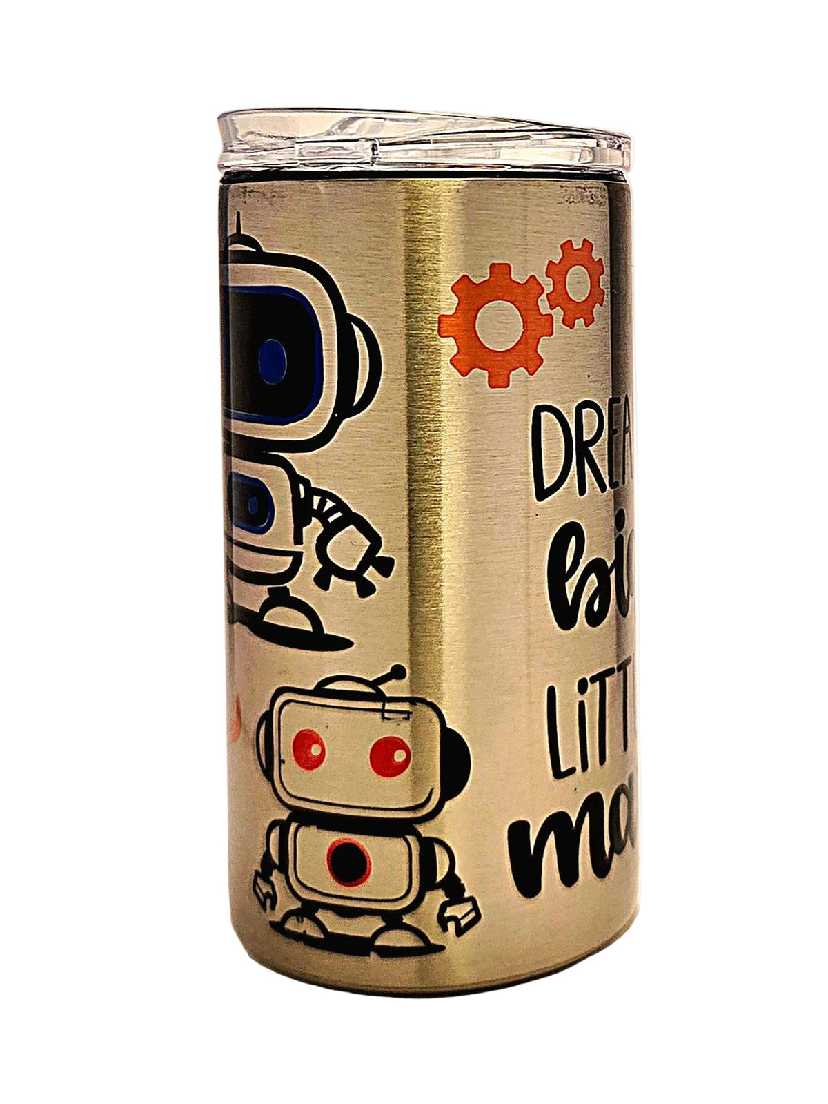 12oz Robot Kids Toddler Tumbler with Dream Big Little Man Cup - Coffee Quips Custom Drinkware