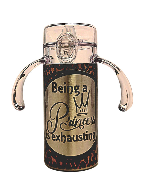 12oz Stainless Grow With Me Toddler insulated Tumbler - Being a Princess is Exhausting - Coffee Quips Custom Drinkware