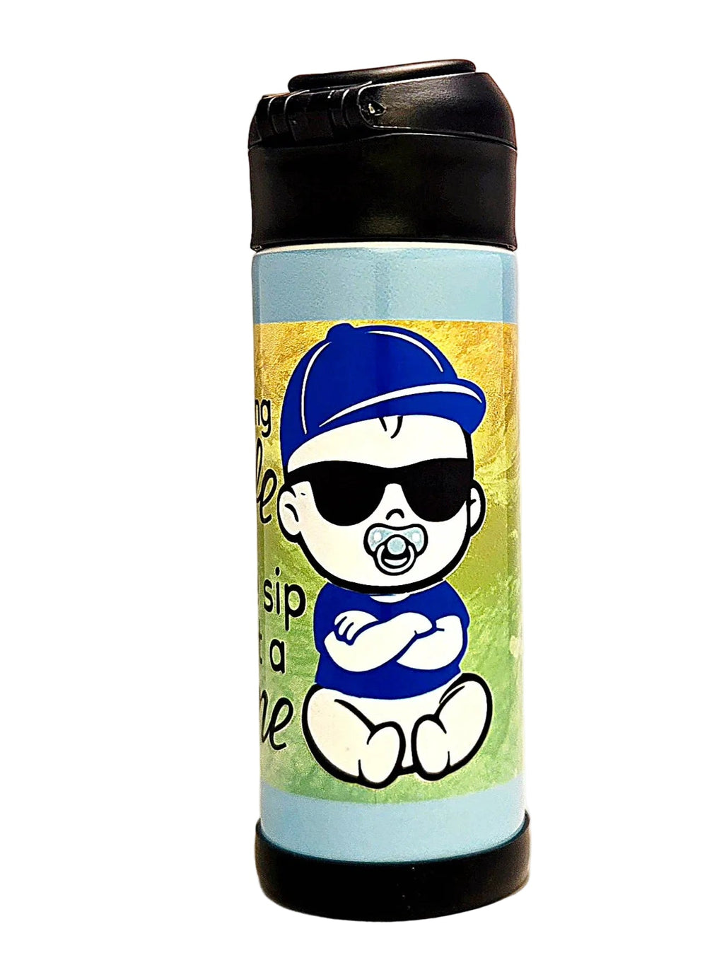 12oz Taking Life one Sip at a Time Sippy Cup with flip top lid - Boys water bottle - Coffee Quips Custom Drinkware