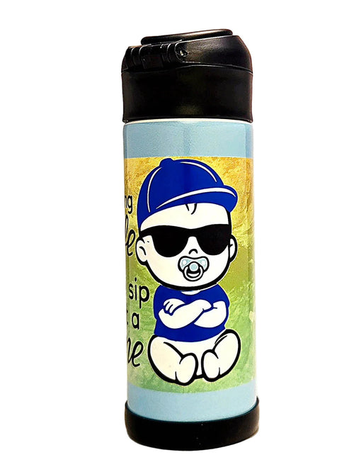 12oz Taking Life one Sip at a Time Sippy Cup with flip top lid - Boys water bottle - Coffee Quips Custom Drinkware