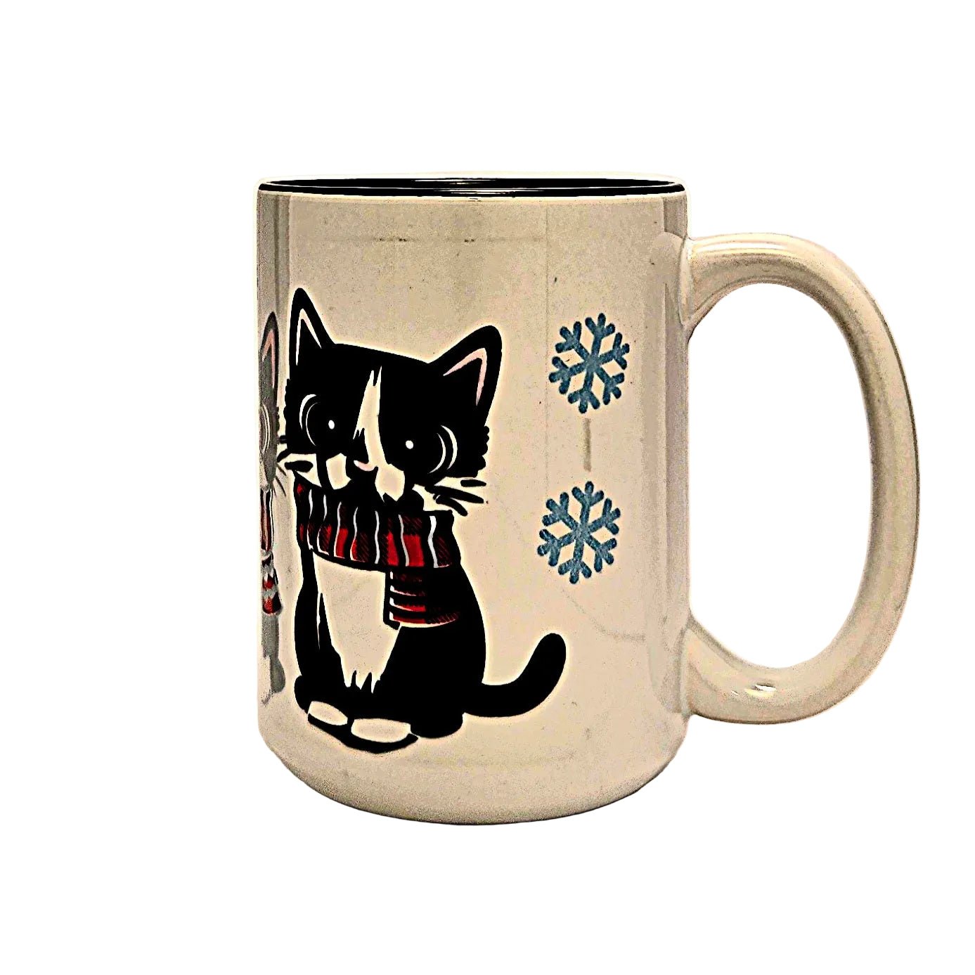 15oz 3 Adorable Cats Ceramic Coffee Mug dressed for the winter cold - Dishwasher safe - Coffee Quips Custom Drinkware