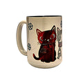 15oz 3 Adorable Cats Ceramic Coffee Mug dressed for the winter cold - Dishwasher safe - Coffee Quips Custom Drinkware