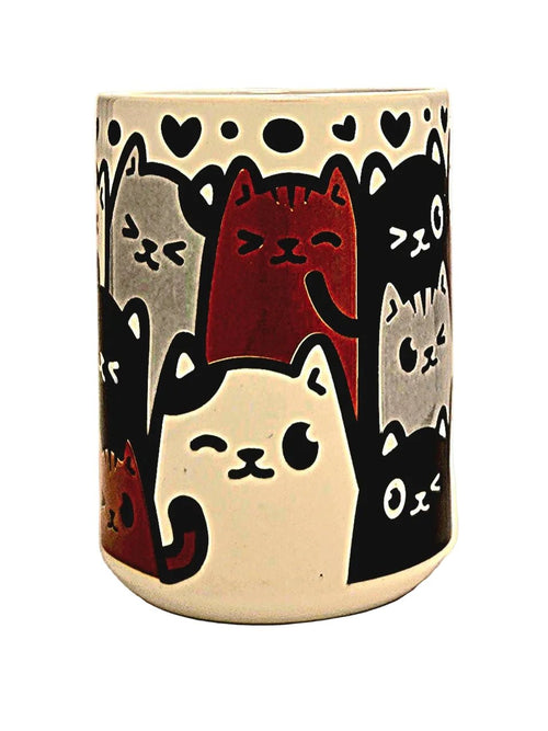 15oz Cat Crowd Premium Ceramic Coffee Mug - For the cat lover that cannot get enough - Coffee Quips Custom Drinkware