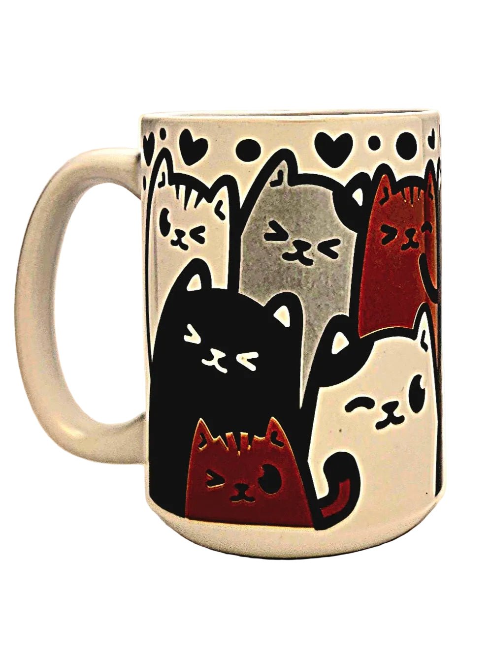 15oz Cat Crowd Premium Ceramic Coffee Mug - For the cat lover that cannot get enough - Coffee Quips Custom Drinkware