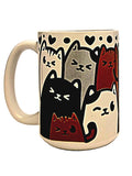 15oz Cat Crowd Premium Ceramic Coffee Mug - For the cat lover that cannot get enough - Coffee Quips Custom Drinkware