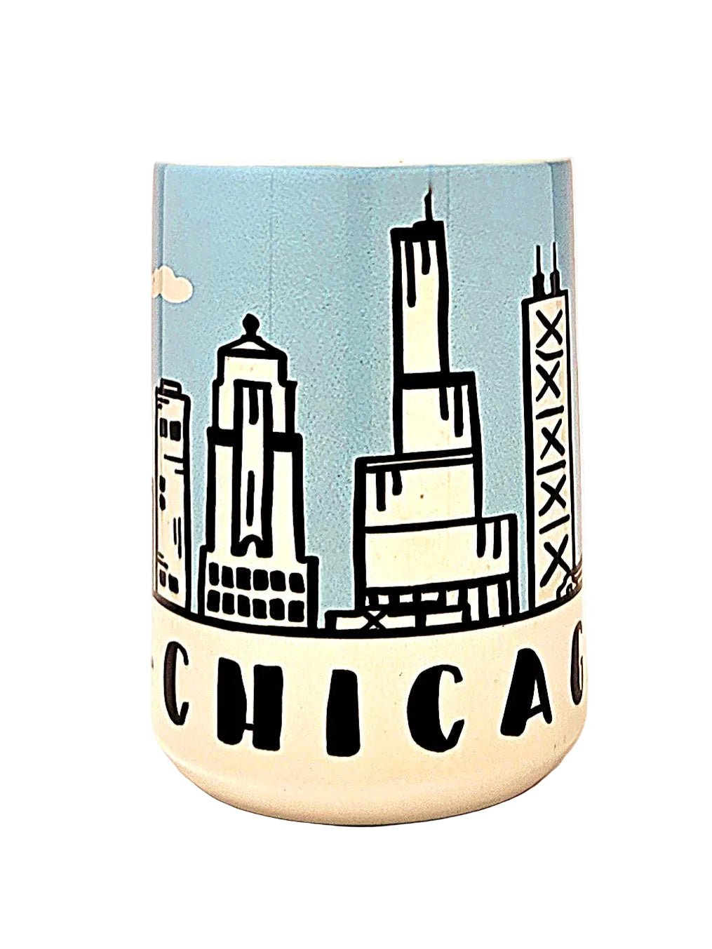 15oz Chicago Souvenir - Windy City Skyline Ceramic Coffee Mug - Coffee Quips Custom Drinkware