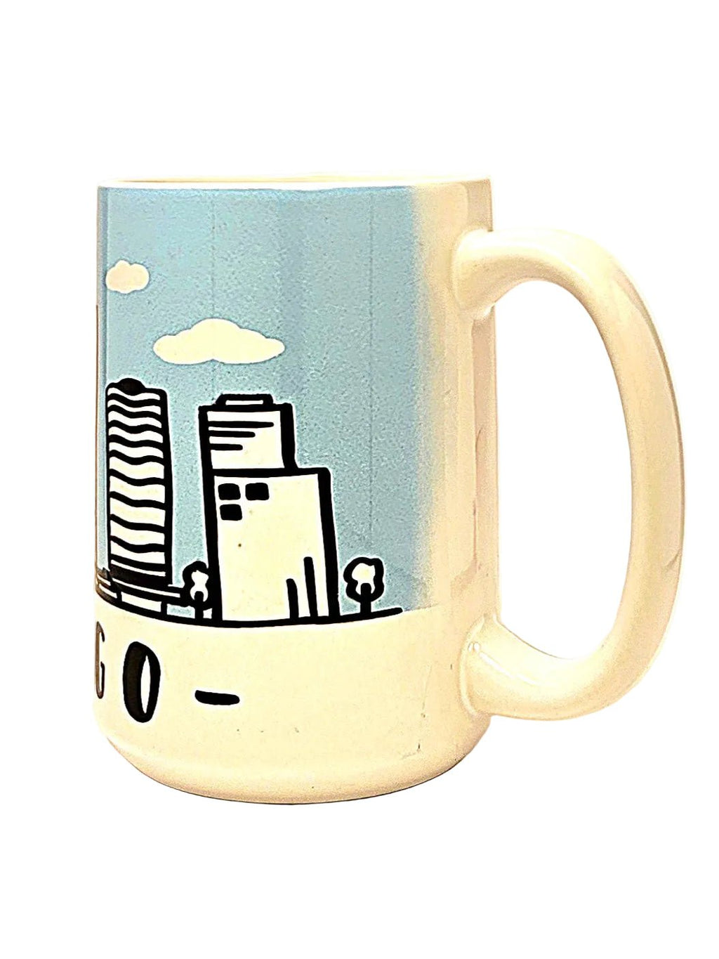 15oz Chicago Souvenir - Windy City Skyline Ceramic Coffee Mug - Coffee Quips Custom Drinkware