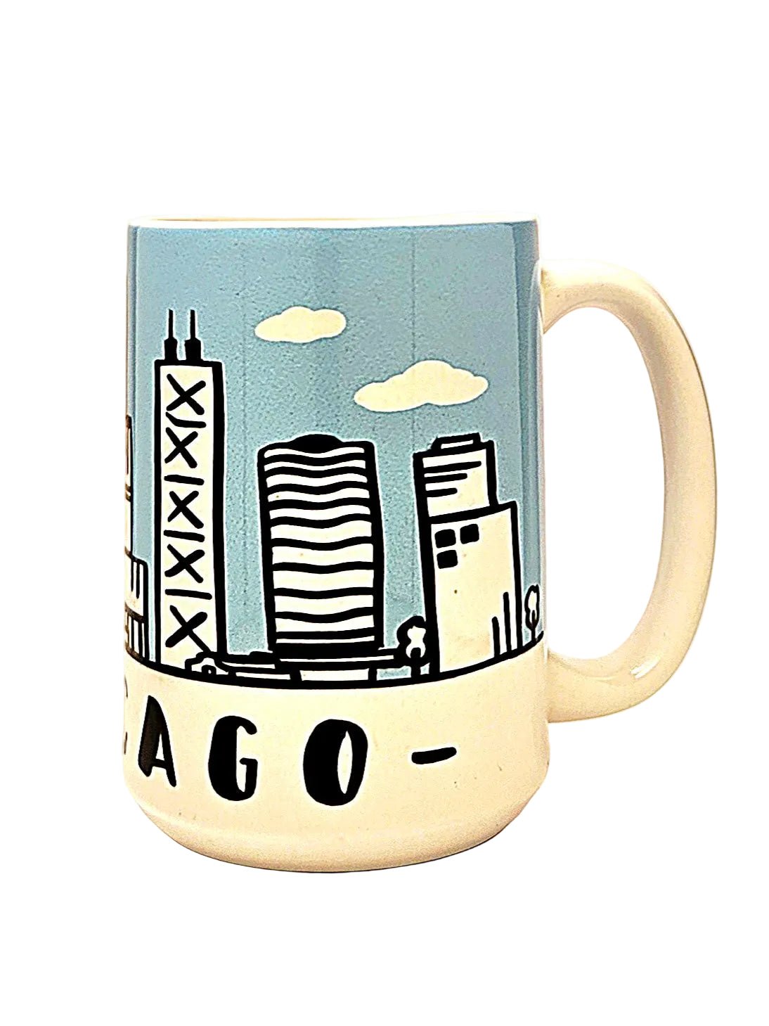 15oz Chicago Souvenir - Windy City Skyline Ceramic Coffee Mug - Coffee Quips Custom Drinkware