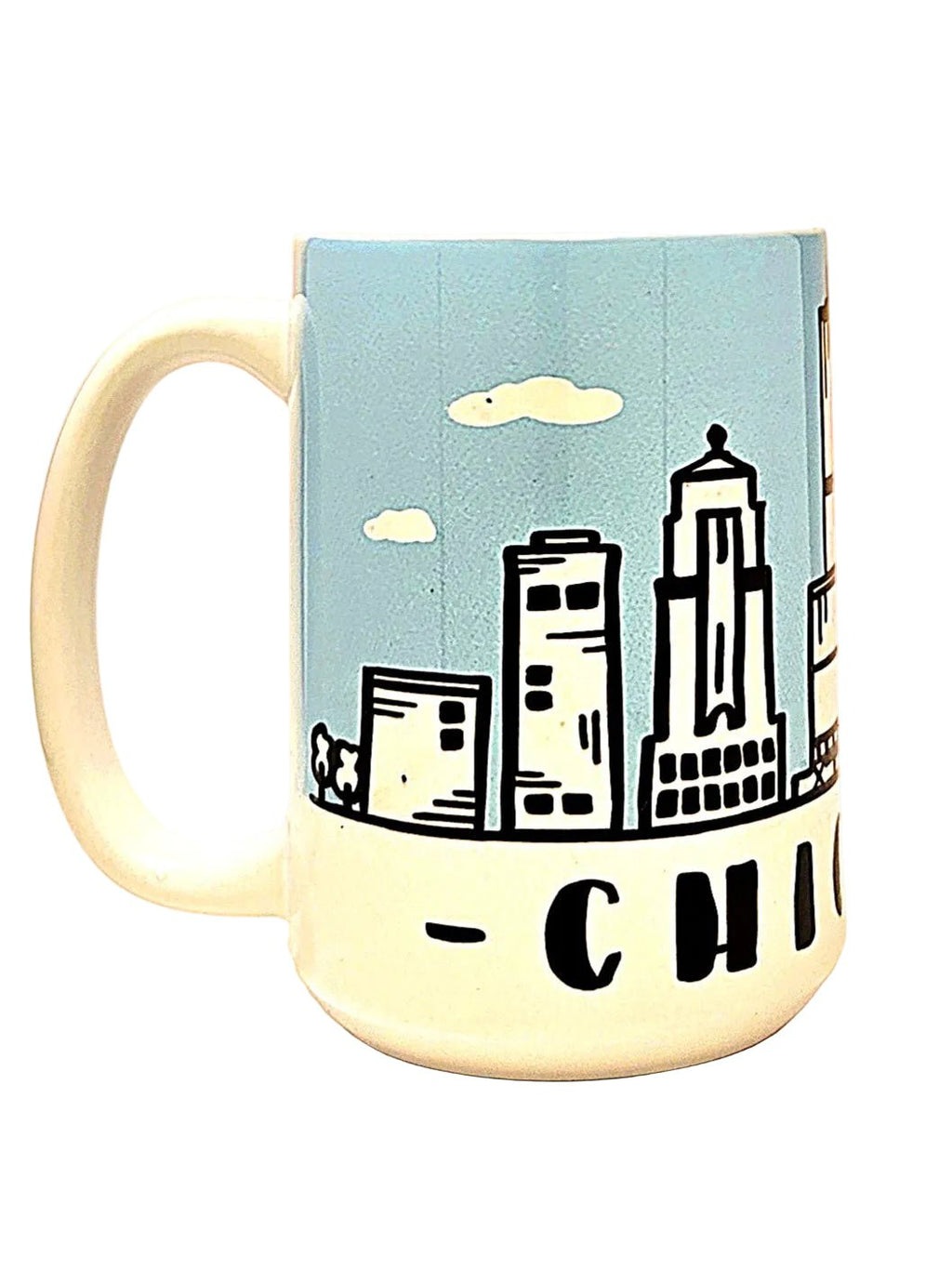15oz Chicago Souvenir - Windy City Skyline Ceramic Coffee Mug - Coffee Quips Custom Drinkware