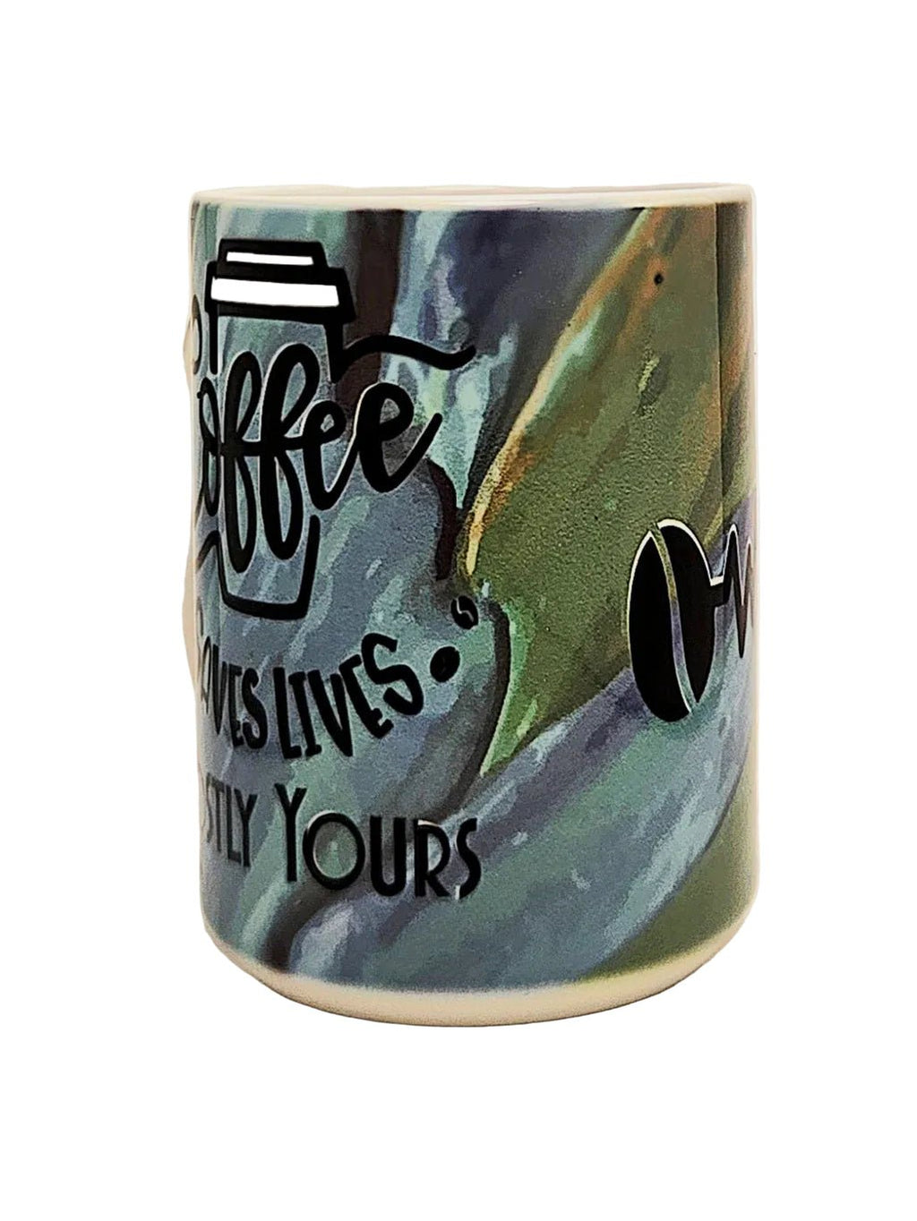 15oz Funny Sarcastic Premium Ceramic Coffee Mug - Coffee Saves Lives Mostly Yours - Coffee Quips Custom Drinkware