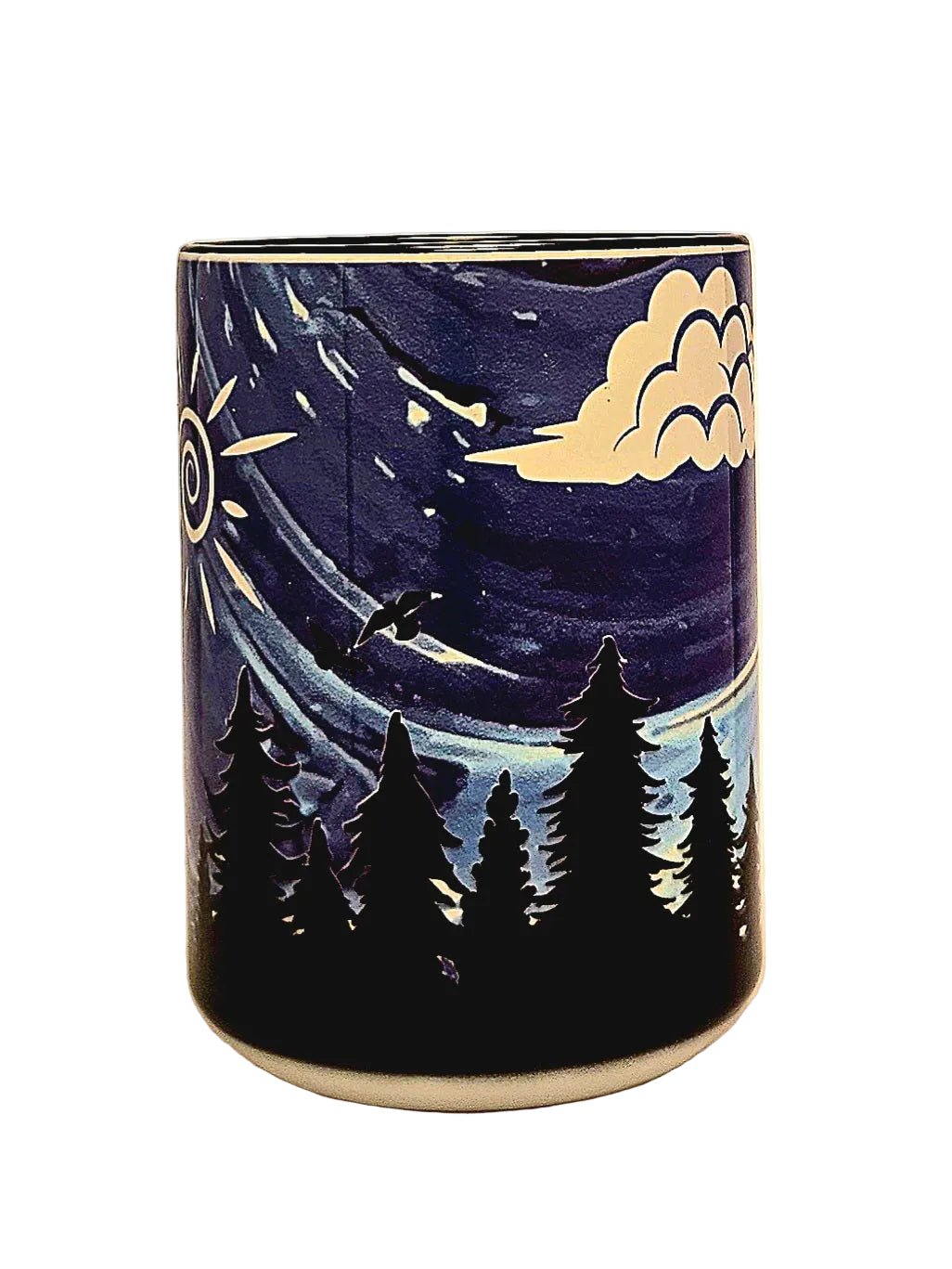 15oz Premium Pine Tree Line celebrating Nature Ceramic Coffee Mug - Coffee Quips Custom Drinkware