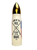 17oz Land of the Free Because of the Brave Stainless Thermos Bullet Tumbler - Coffee Quips Custom Drinkware