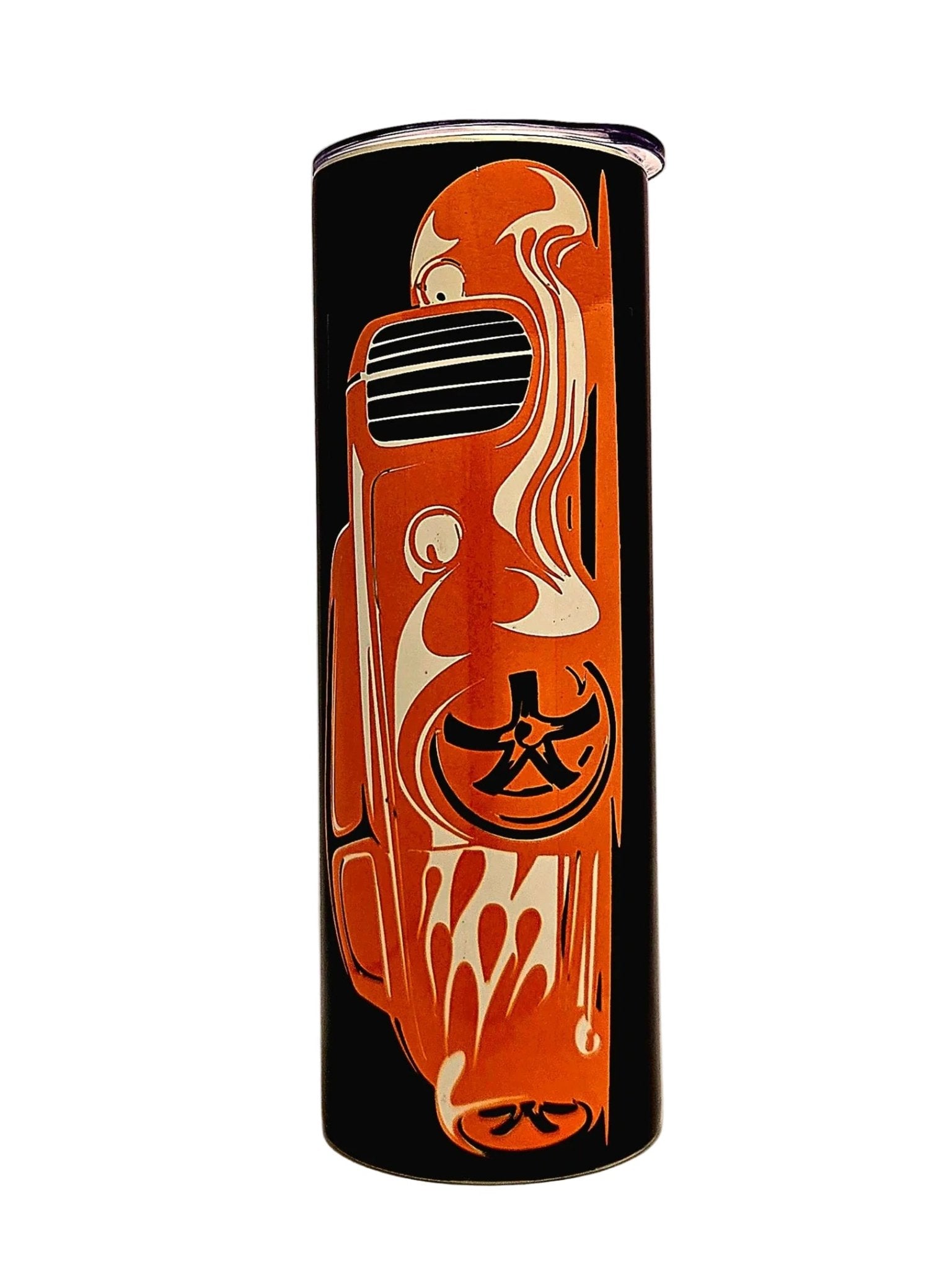 20oz Stainless Steel insulated Orange Hot Rod Tumbler with Lid - Coffee Quips Custom Drinkware