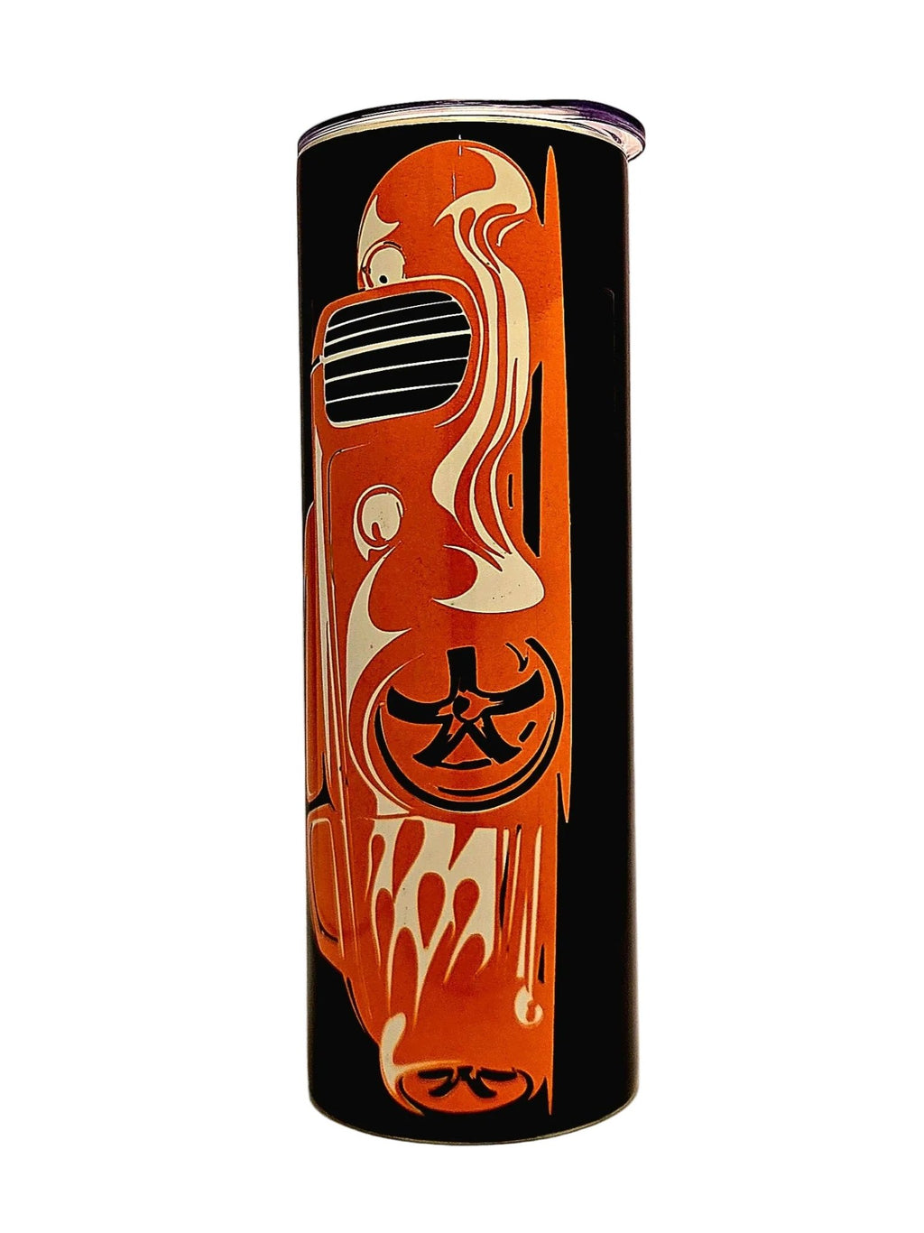 20oz Stainless Steel insulated Orange Hot Rod Tumbler with Lid - Coffee Quips Custom Drinkware