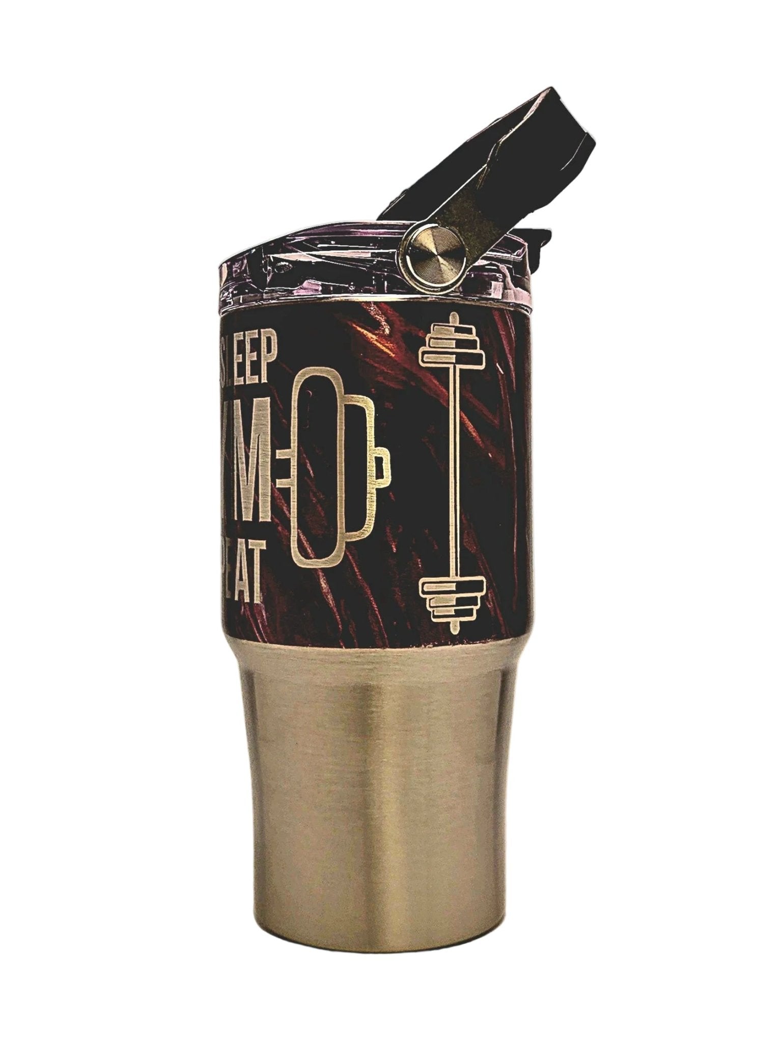 20oz Stainless Tri - Sip Workout Tumbler - Eat Sleep Gym Repeat with Handle - Coffee Quips Custom Drinkware