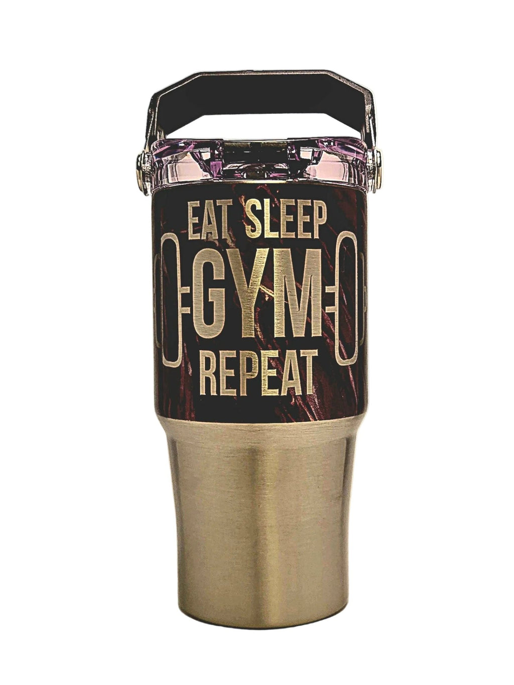 20oz Stainless Tri - Sip Workout Tumbler - Eat Sleep Gym Repeat with Handle - Coffee Quips Custom Drinkware