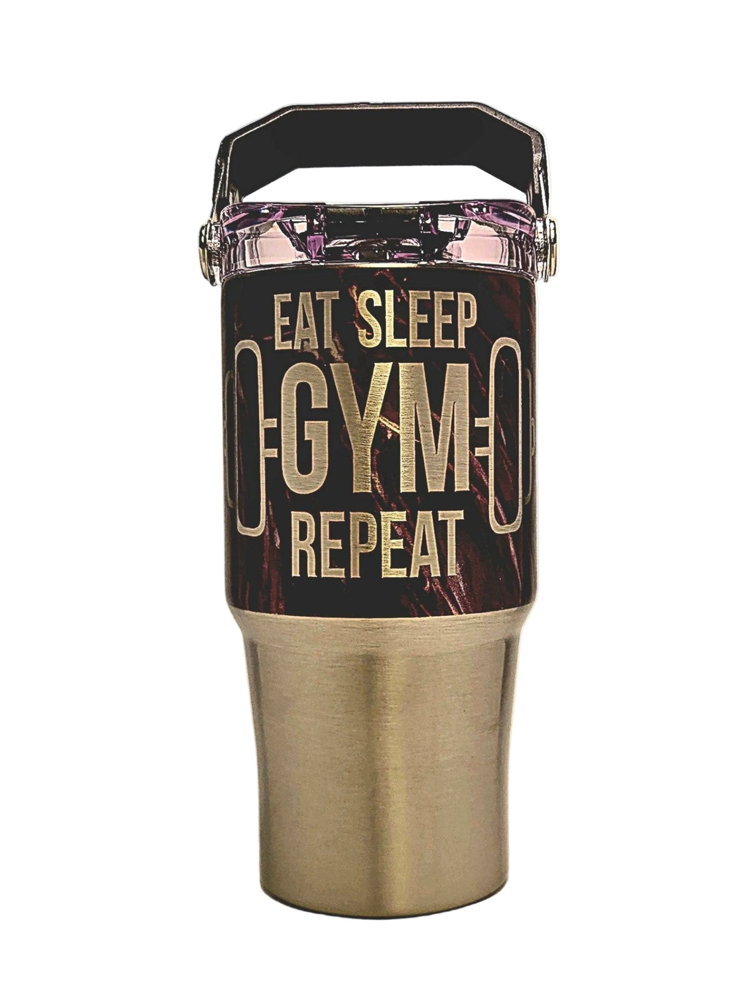 20oz Stainless Tri - Sip Workout Tumbler - Eat Sleep Gym Repeat with Handle - Coffee Quips Custom Drinkware