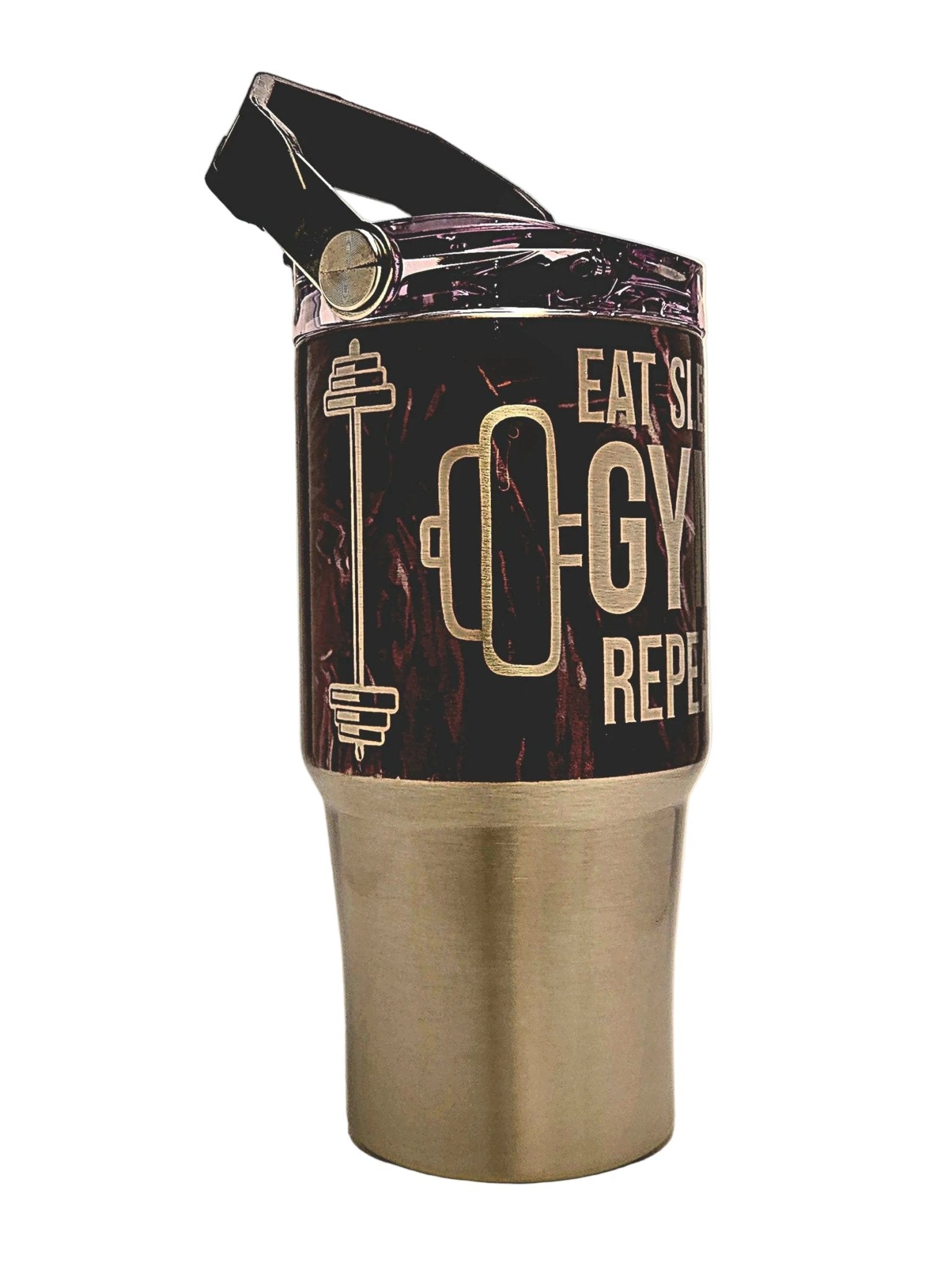 20oz Stainless Tri - Sip Workout Tumbler - Eat Sleep Gym Repeat with Handle - Coffee Quips Custom Drinkware