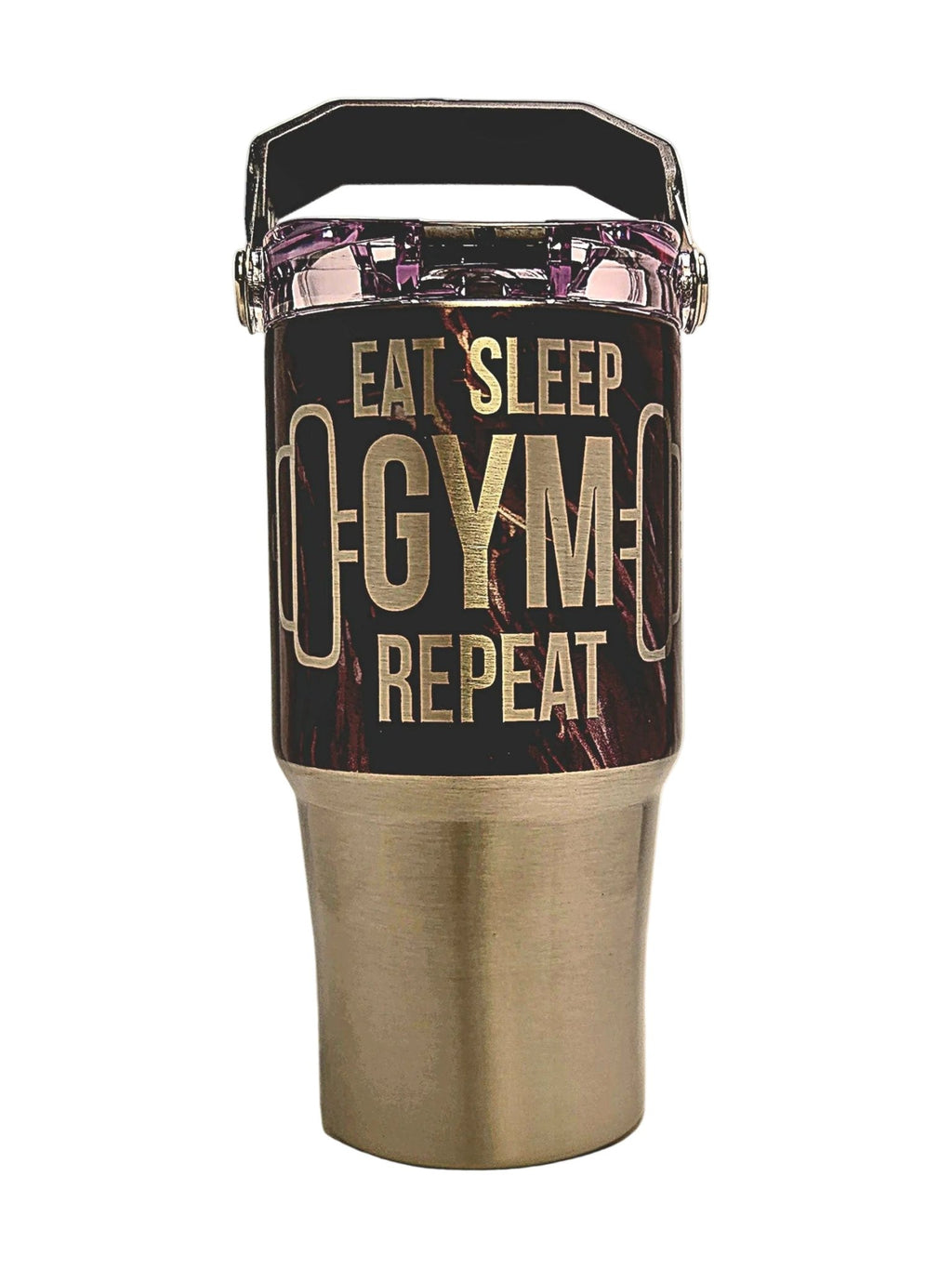20oz Stainless Tri - Sip Workout Tumbler - Eat Sleep Gym Repeat with Handle - Coffee Quips Custom Drinkware