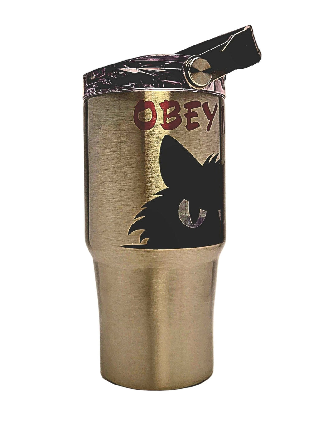 20oz Tri - Sip Black Cat funny Insulated Tumbler with a large handle - Coffee Quips Custom Drinkware