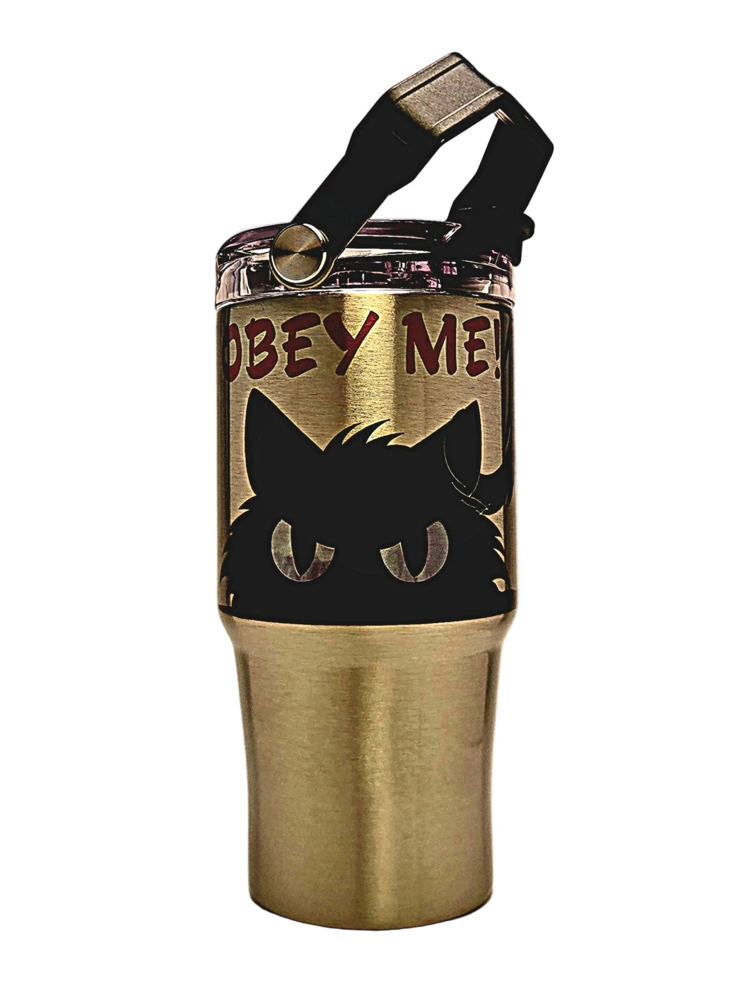 20oz Tri - Sip Black Cat funny Insulated Tumbler with a large handle - Coffee Quips Custom Drinkware