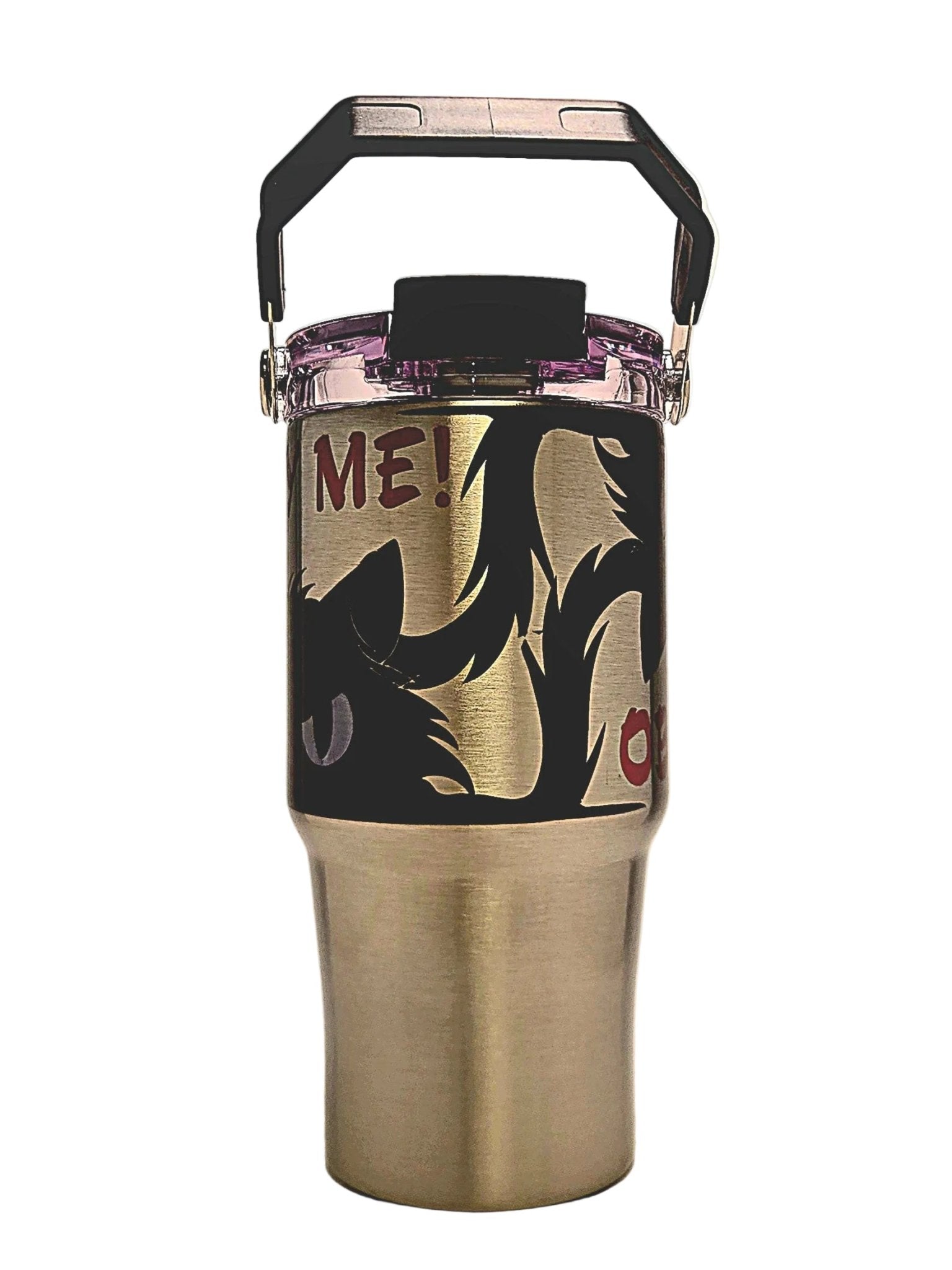 20oz Tri - Sip Black Cat funny Insulated Tumbler with a large handle - Coffee Quips Custom Drinkware