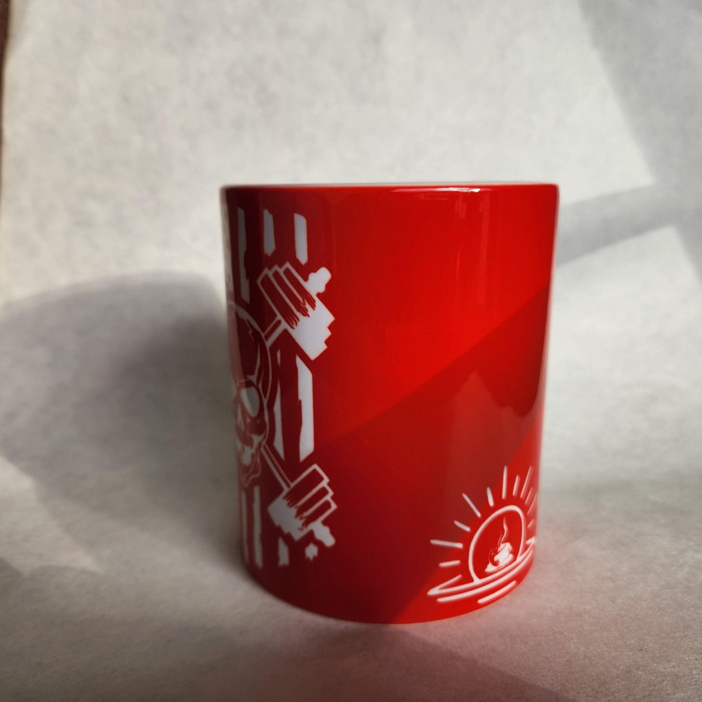 American Flag Skull Weightlifting Coffee Mug: Fitness Gift - Coffee Quips Custom Drinkware