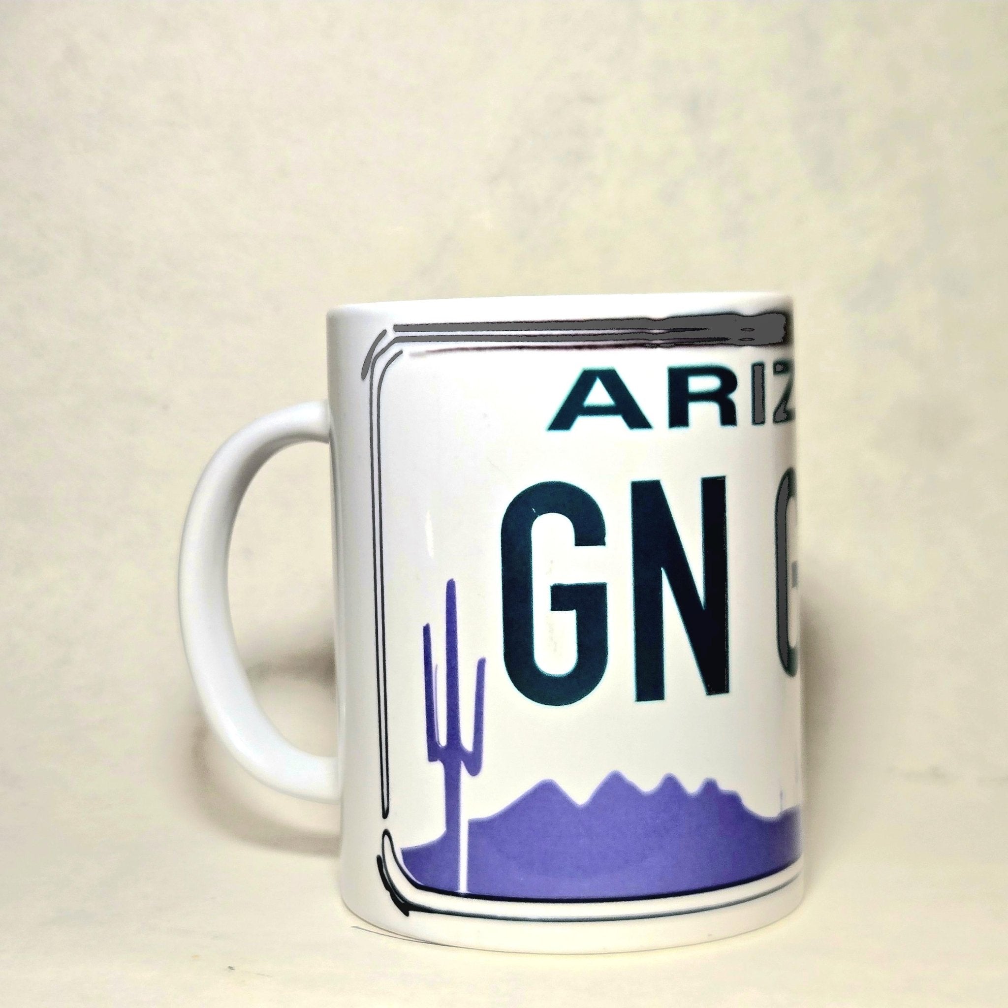 Arizona License Plate Souvenir Ceramic Coffee Mug - Large 15oz Capacity - Golfing Trip - Coffee Quips Custom Drinkware