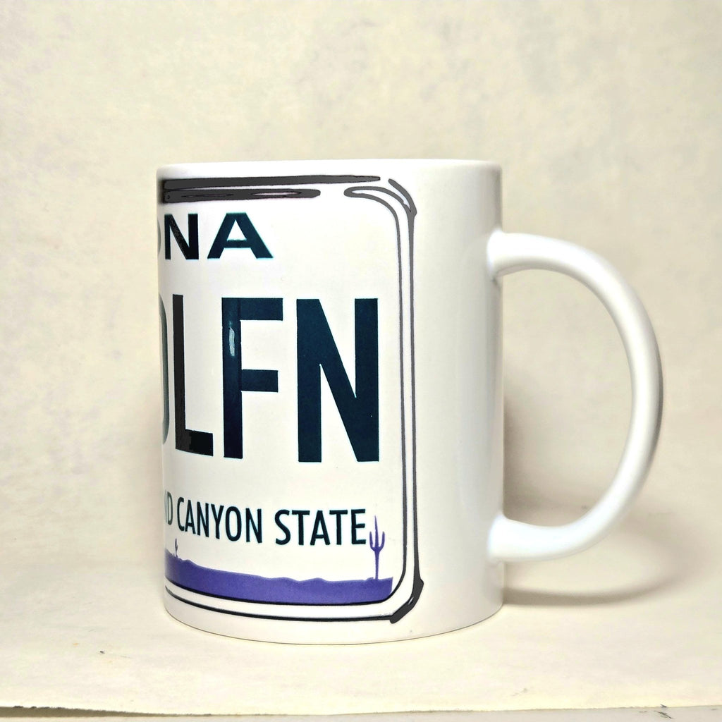 Arizona License Plate Souvenir Ceramic Coffee Mug - Large 15oz Capacity - Golfing Trip - Coffee Quips Custom Drinkware
