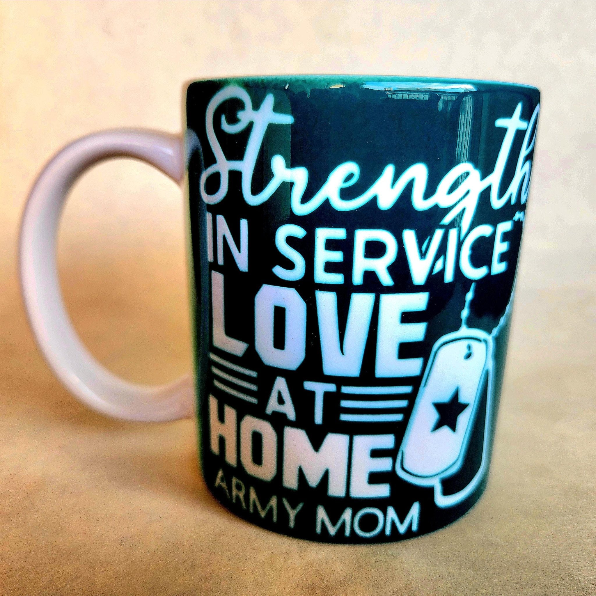 Army Mom Coffee Mug, Military Pride Ceramic Cup - Coffee Quips Custom Drinkware