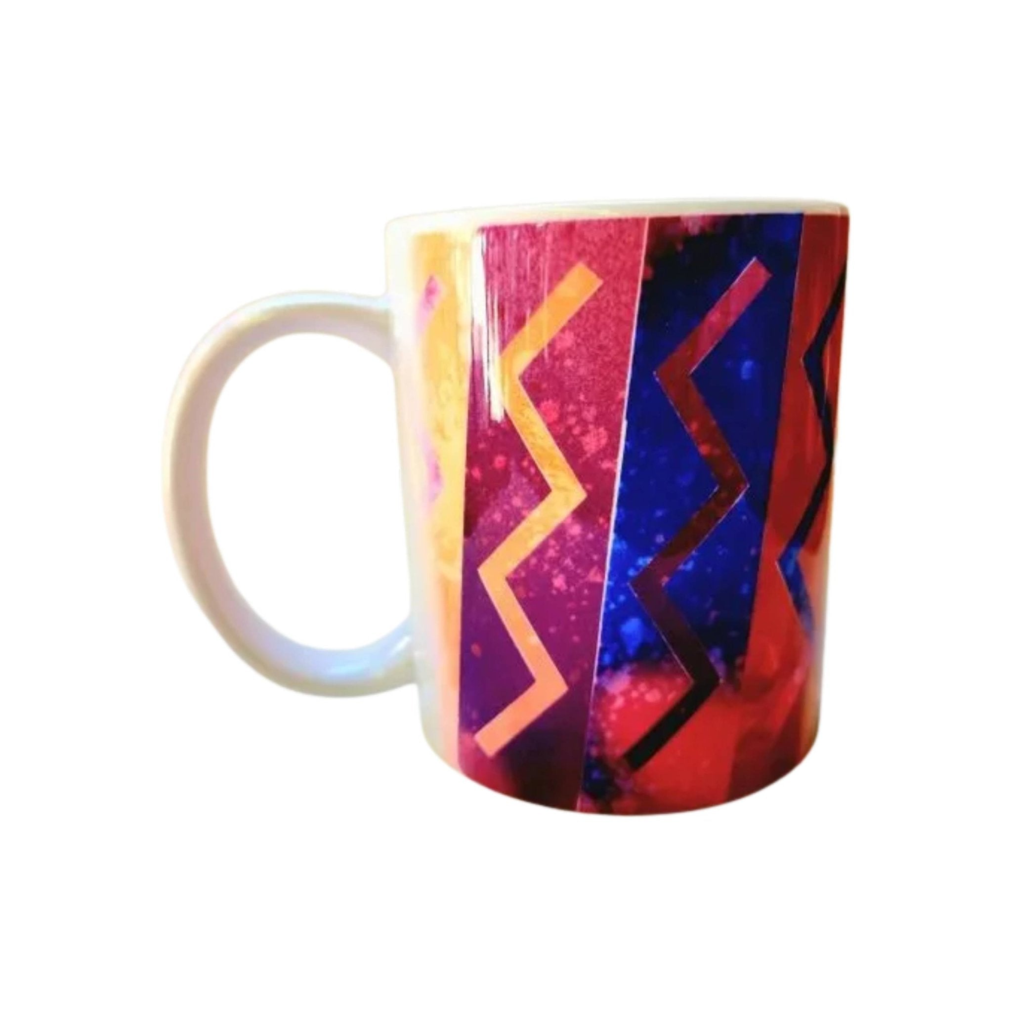 Artistic Zig Zag Design Ceramic Coffee Mug - Coffee Quips Custom Drinkware