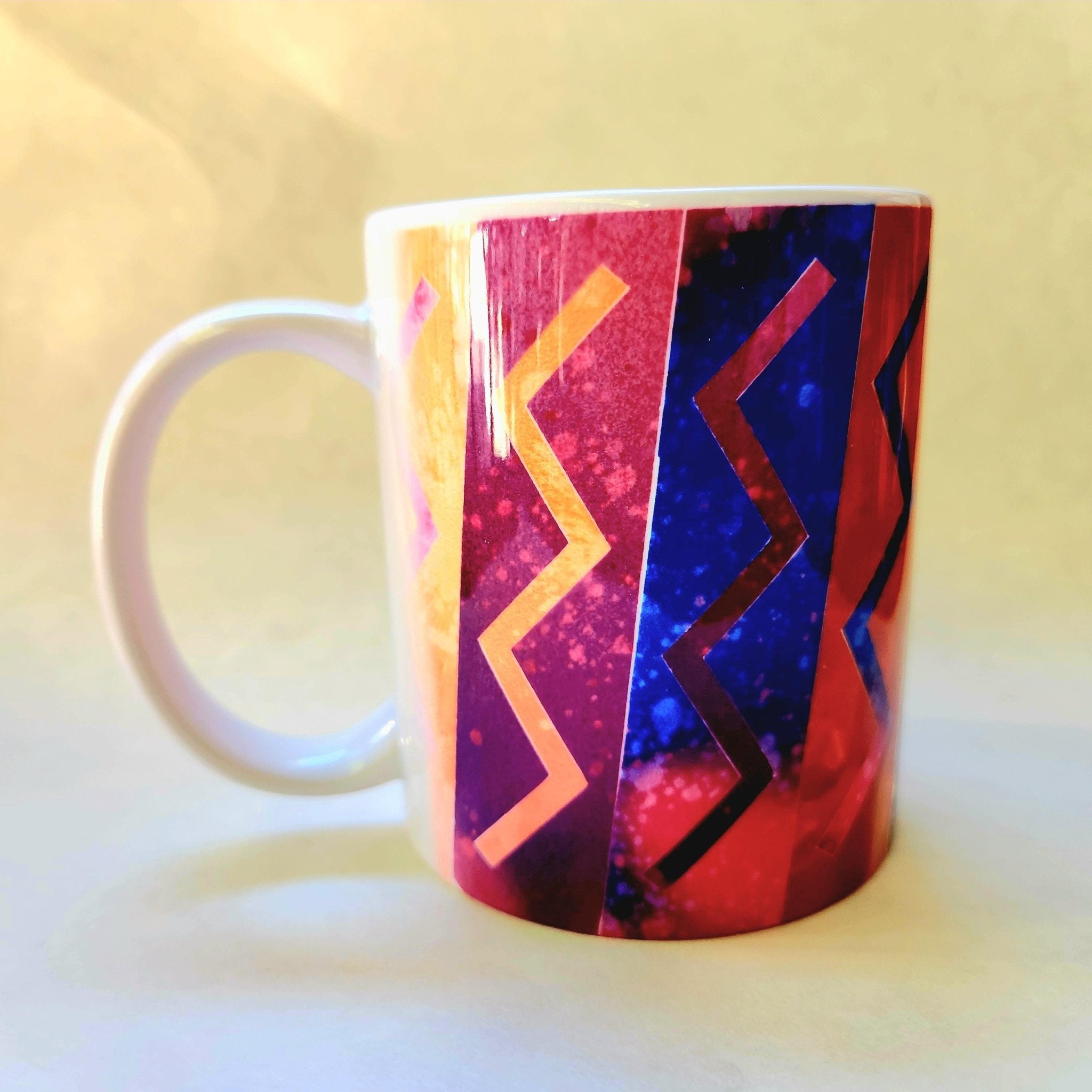 Artistic Zig Zag Design Ceramic Coffee Mug - Coffee Quips Custom Drinkware