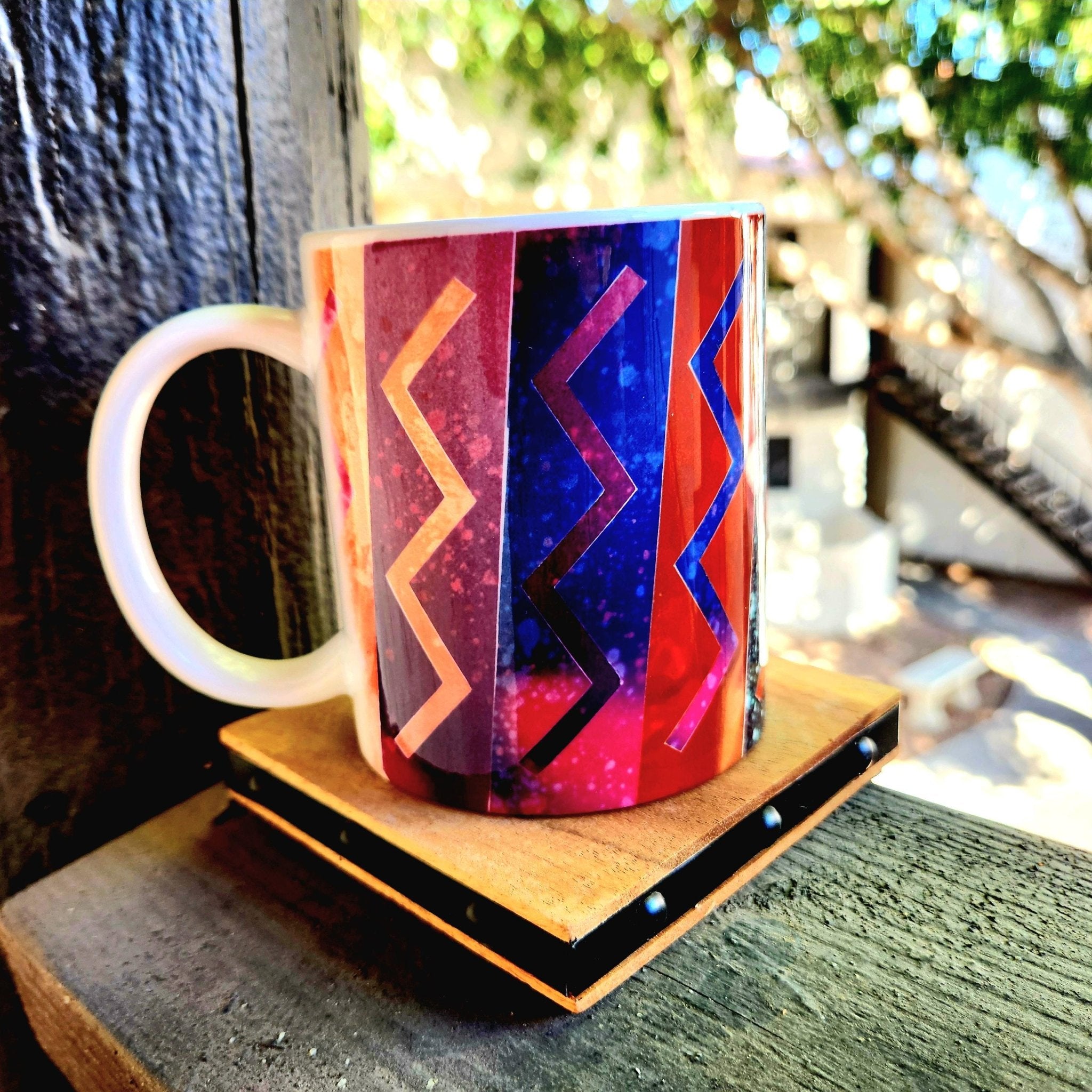 Artistic Zig Zag Design Ceramic Coffee Mug - Coffee Quips Custom Drinkware