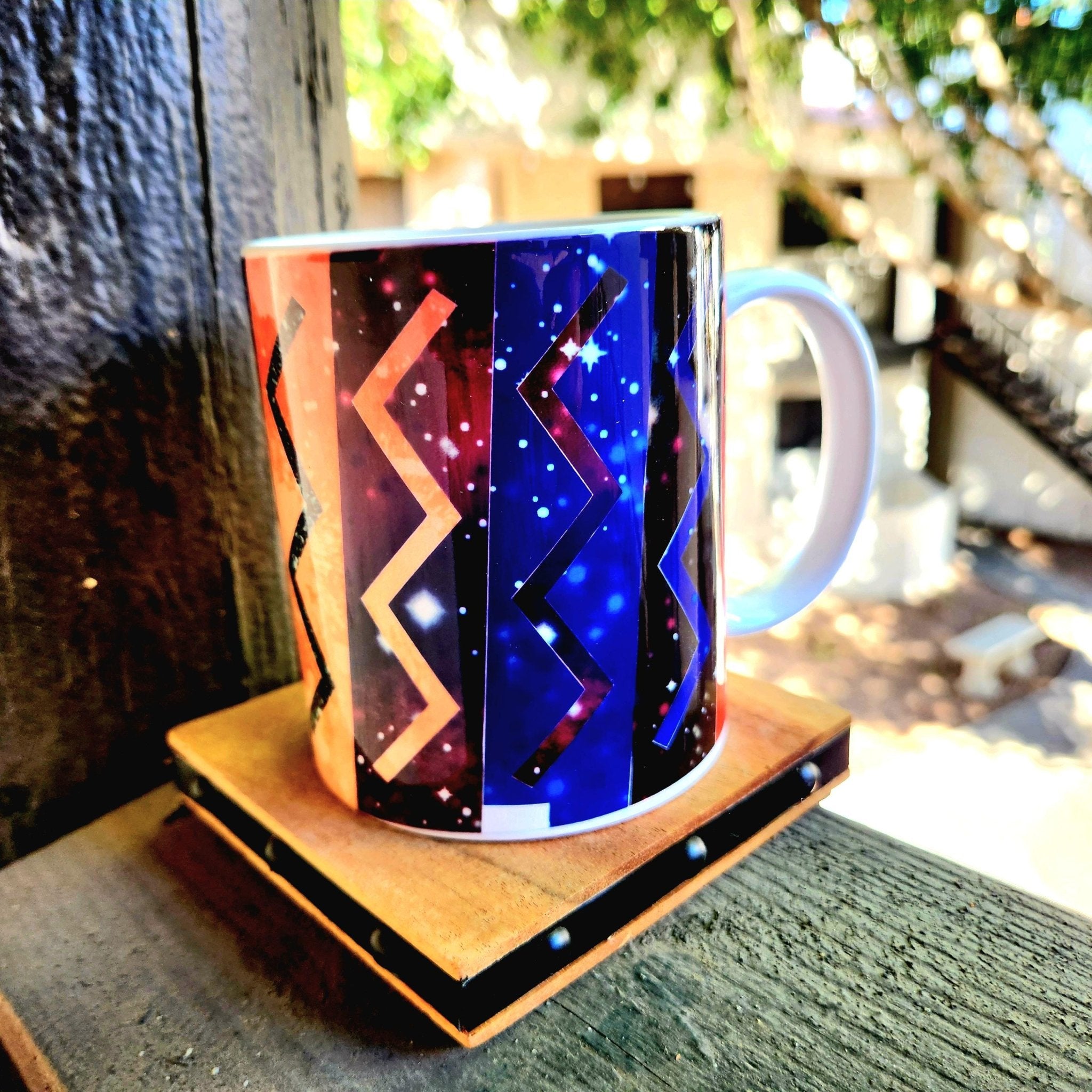 Artistic Zig Zag Design Ceramic Coffee Mug - Coffee Quips Custom Drinkware