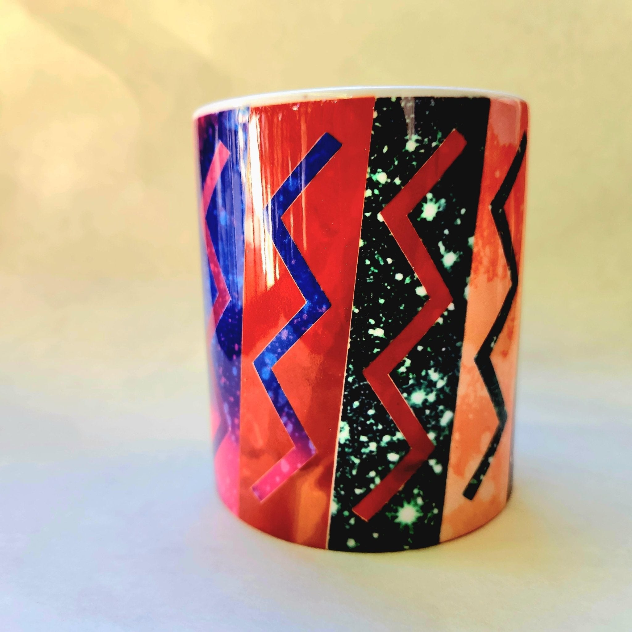 Artistic Zig Zag Design Ceramic Coffee Mug - Coffee Quips Custom Drinkware