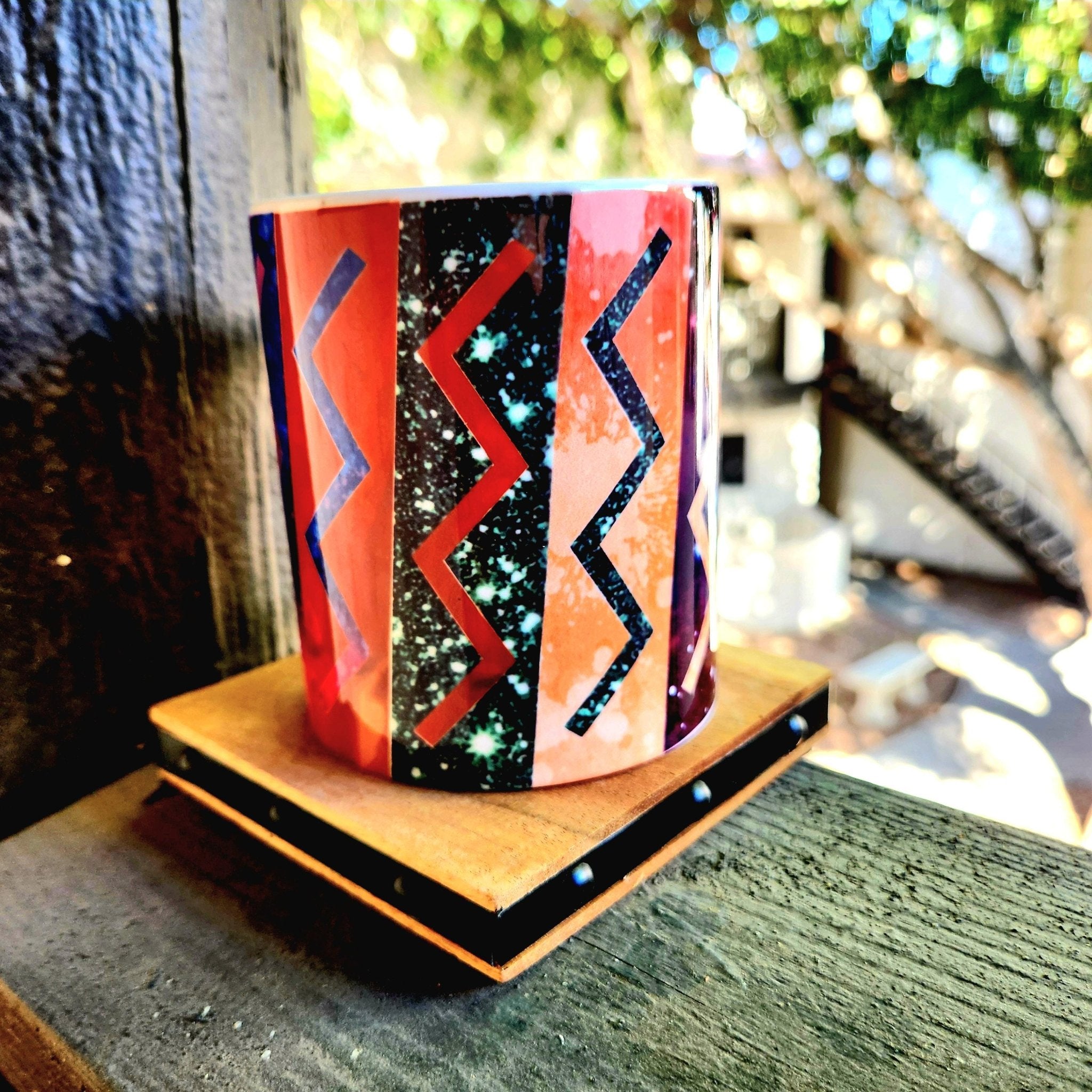 Artistic Zig Zag Design Ceramic Coffee Mug - Coffee Quips Custom Drinkware