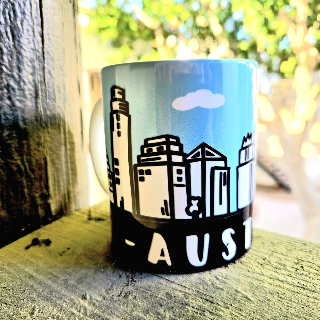 Austin Skyline Ceramic Coffee Mug: City Souvenir - Coffee Quips Custom Drinkware